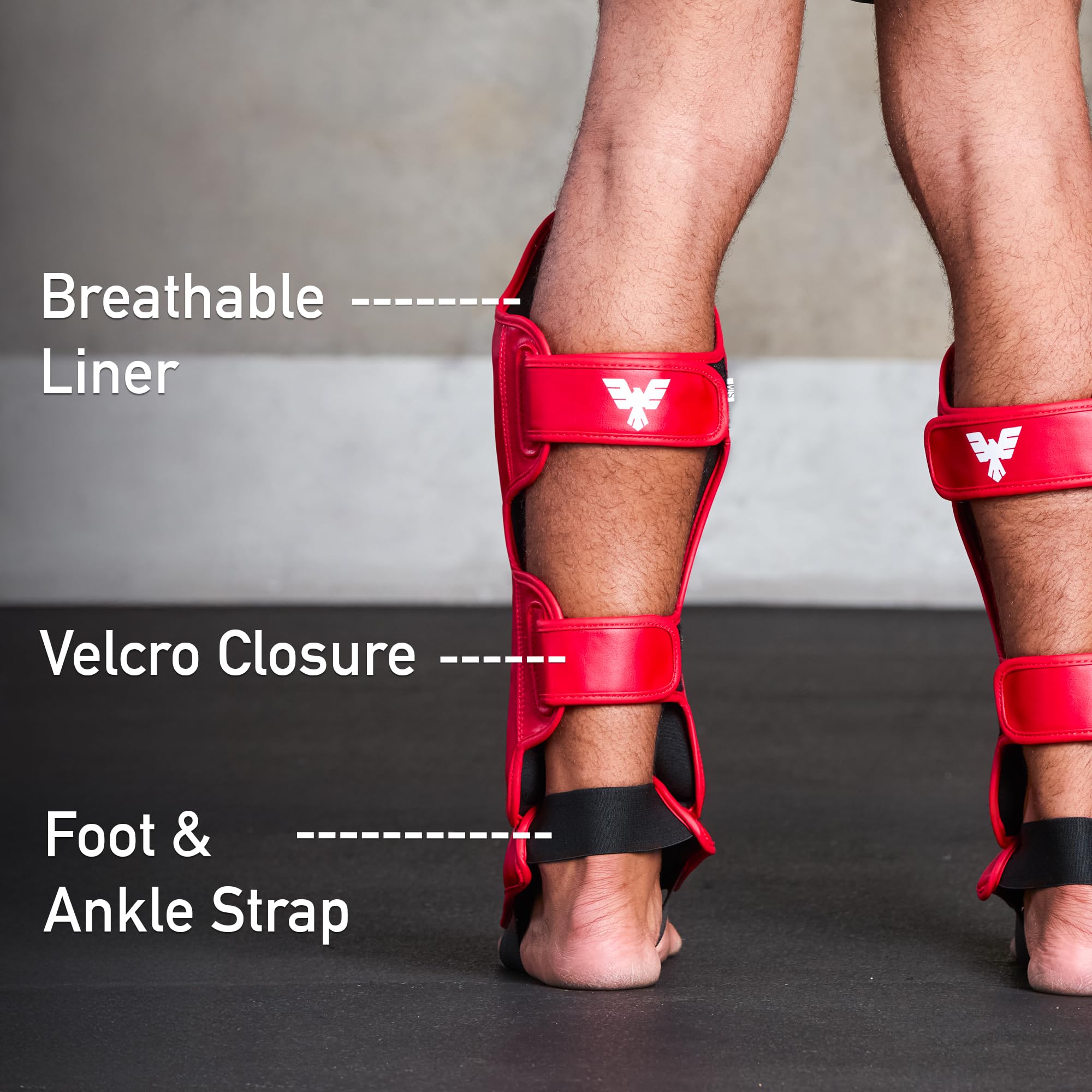 Elite Sports Muay Thai Shin Guards Kickboxing MMA Muay Thai Leg Instep Protective Pads, Martial Art Kicking Sparring Training Gear for BJJ Karate Boxing Taekwondo