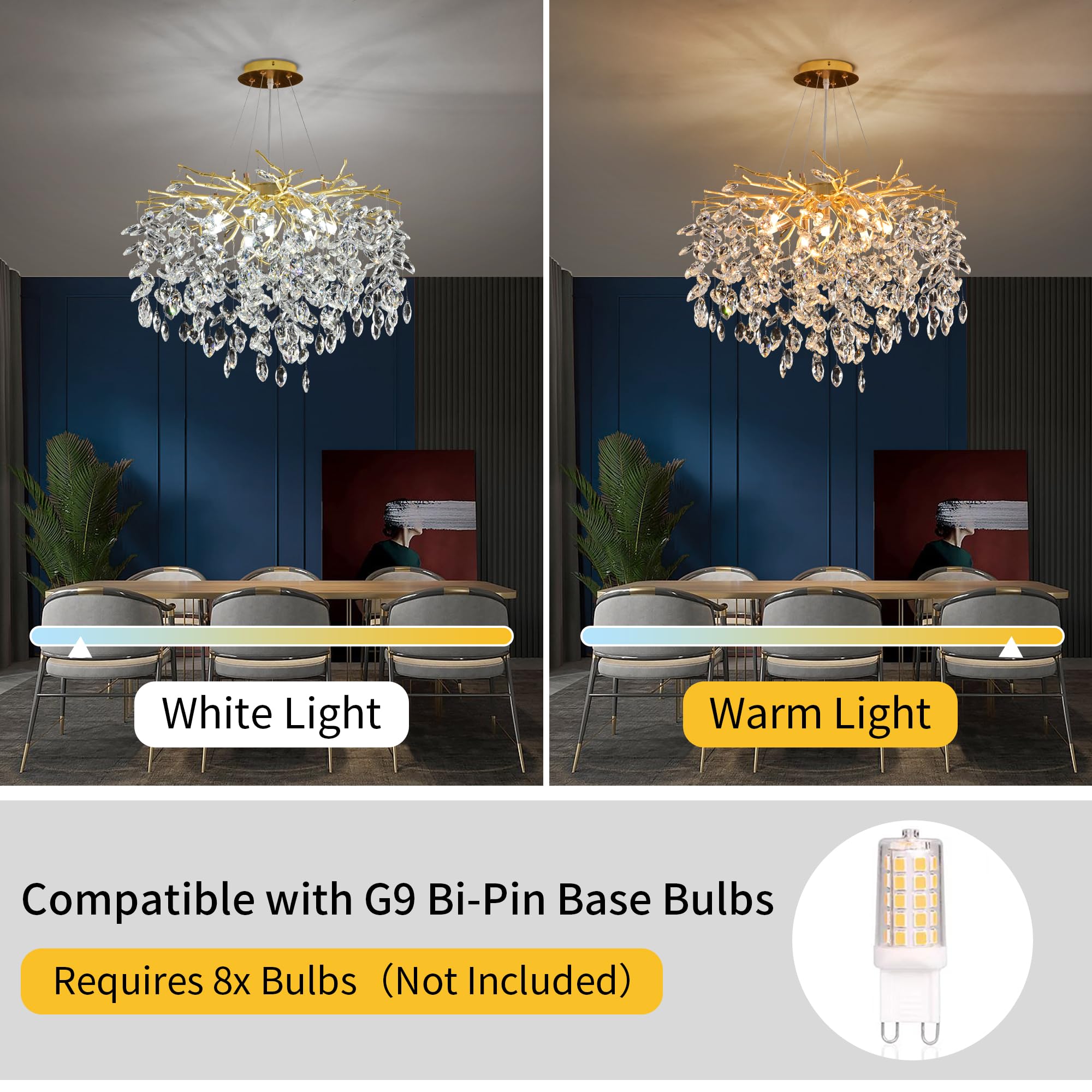 Modern Crystal Raindrop Chandelier, L40'' Black Linear Rectangle Art Deco Tree Branch Lighting Fixture for Kitchen Island Living Room Foyer Staircase 10 Lights