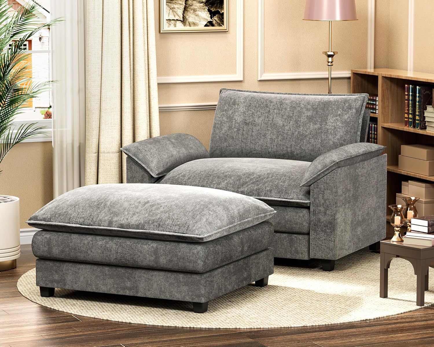 Homall 80" Modular Sectional Sofa, Loveseat Sofa Couch with Double-Layer Cushion, DIY Combination Chenille Deep 2-Seat Cloud Couch for Living Room, Apartment (Bright Grey, Loveseat Sofa)