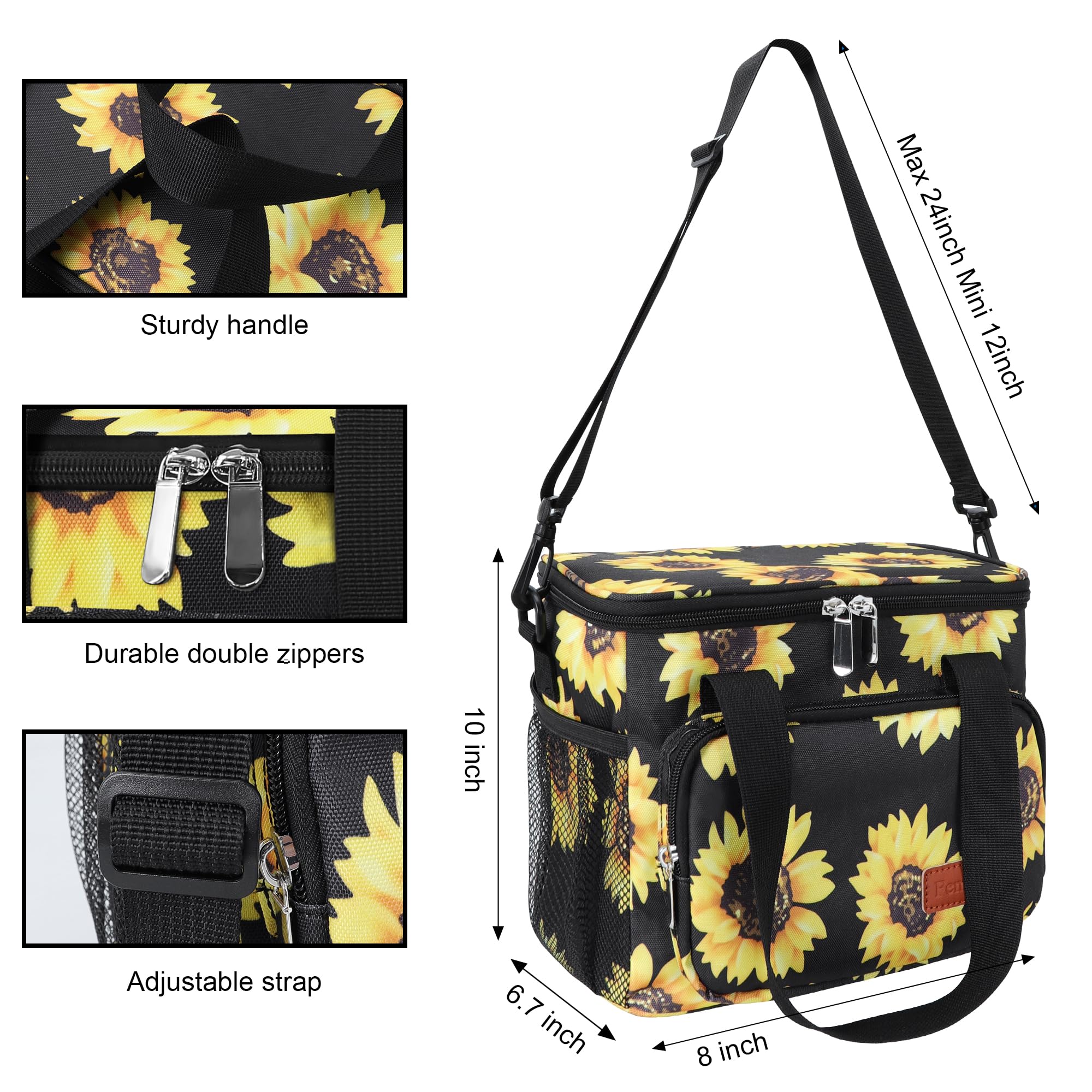 Femuar Lunch Bags for Women/Men, Insulated Lunch Bag for Work Office Picnic - Large Lunch Cooler Bag Leakproof Lunch Box with Adjustable Shoulder Strap for Adults - Grey (15L)