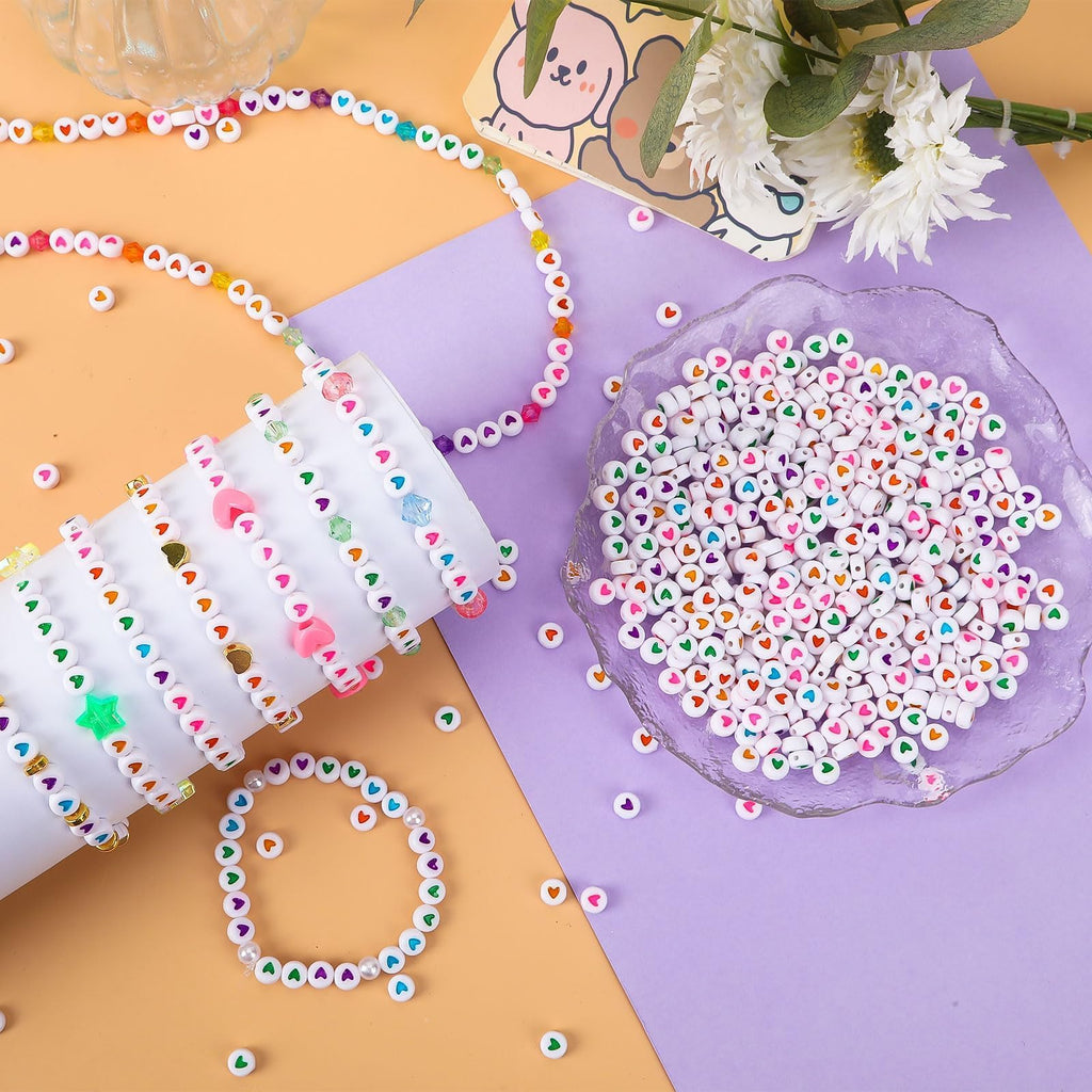 Augshy 700PCS White Letter Beads Alphabet Beads for Making DIY (6mm) | Premium Acrylic Cube Shape, Ideal Bracelets and Keychains, Large Hole Design for Easy Paracord Threading