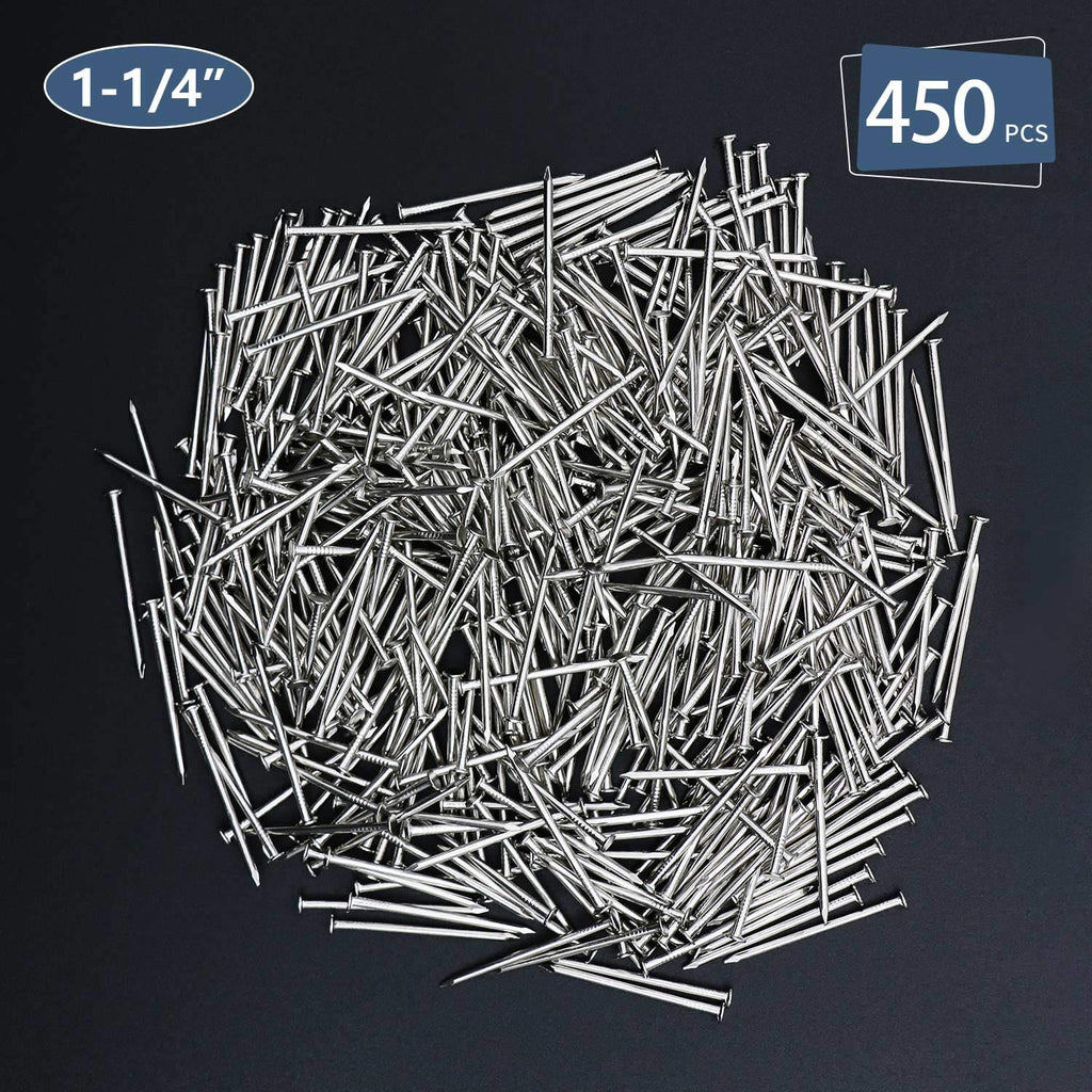 240pcs Gold Hardware Nails, 1-1/2” × 14 Ga Brass Plated Wood Nails, Nails for Hanging Wall Decor, Finishing Nails, Picture Hanging Nails, Wall Nails, Roofing Nails
