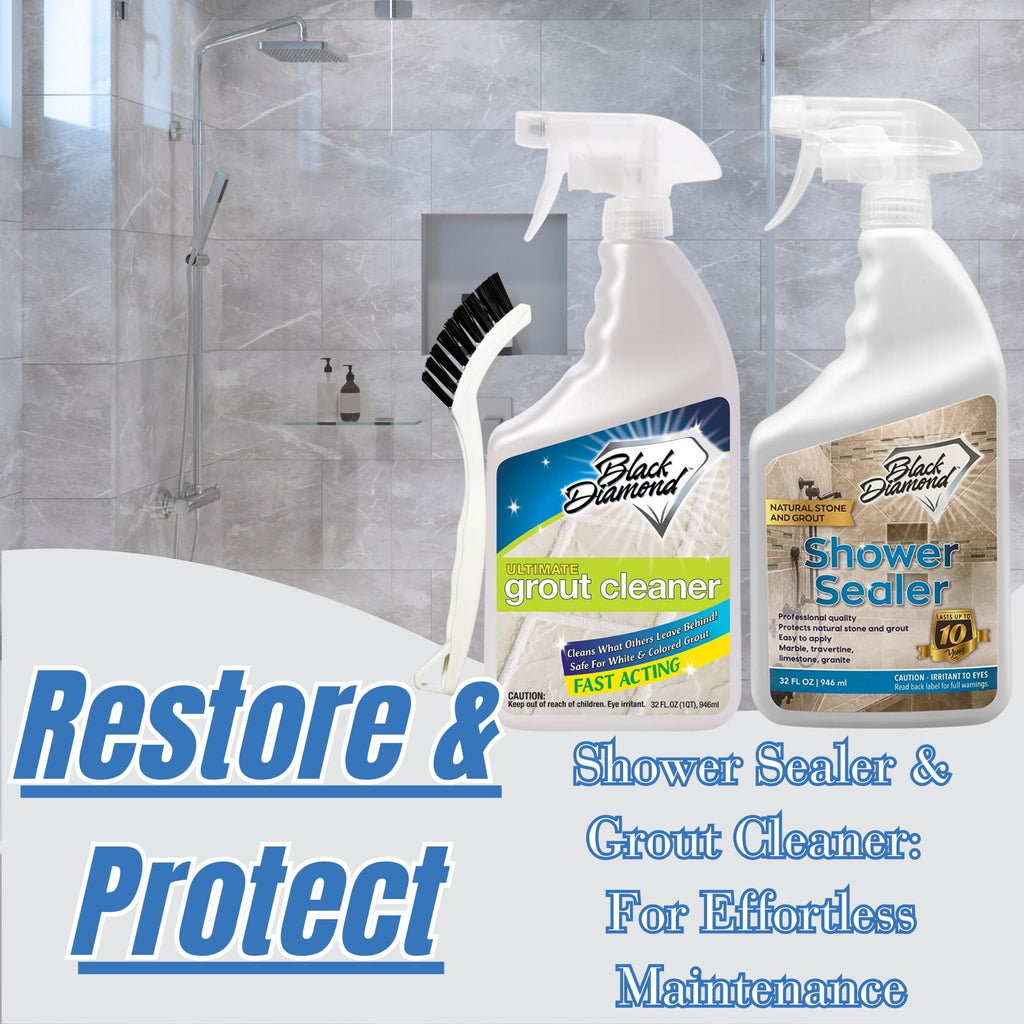 Natural Stone and Grout Penetrating Shower Sealer. Marble, Granite Travertine, Limestone. Protects Making Them Easy to Clean. Works Also on Grout in Tile, Ceramic, and Porcelain. 1-Quart