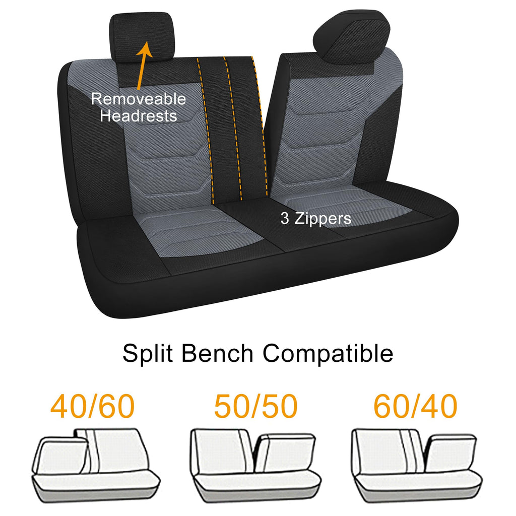 Pariiaotin 3D Air Mesh Car Seat Covers Front Sets Washable and Breathable Premium Cloth Automotive Vehicle Seat Covers for Cars Interior, Universal Fit for Most Cars, Sedan, Truck, SUV(Black)