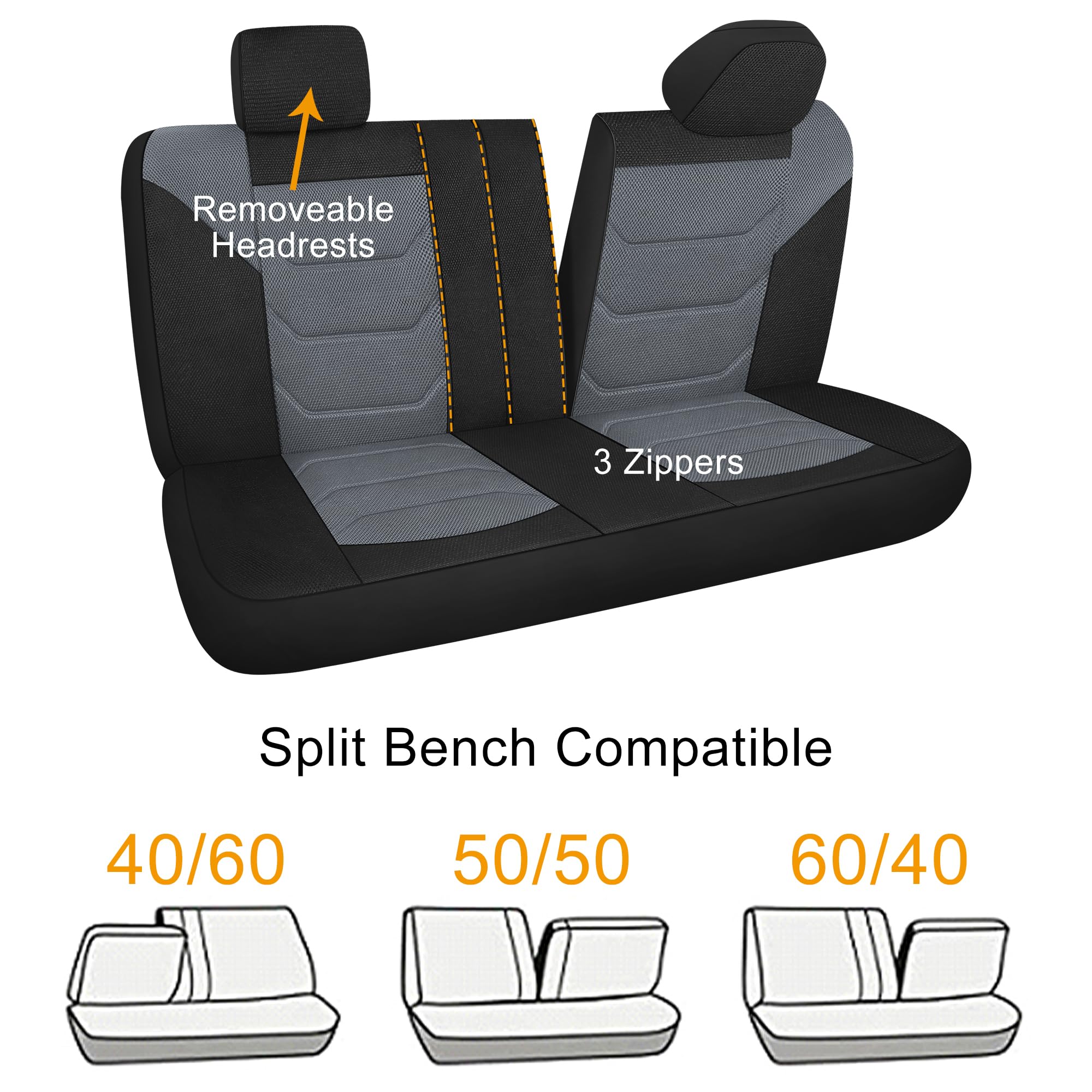 Pariiaotin 3D Air Mesh Car Seat Covers Front Sets Washable and Breathable Premium Cloth Automotive Vehicle Seat Covers for Cars Interior, Universal Fit for Most Cars, Sedan, Truck, SUV(Black)
