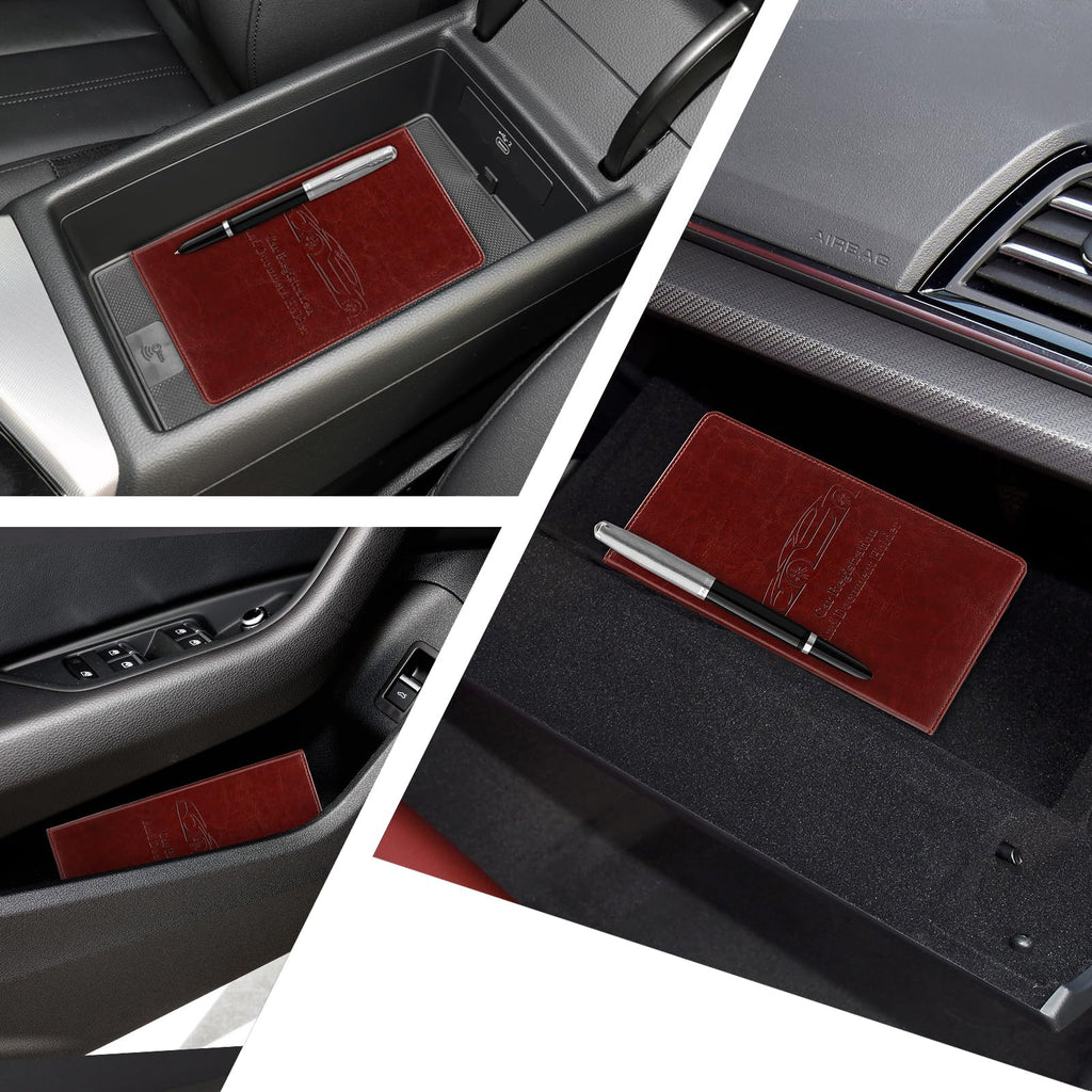 Car Registration and Insurance Card Holder for Women Men, Black Glove Box Paperwork Organizer with Magnetic Buckle for Easy Access and Protect Documents and Various Cards in Vehicle