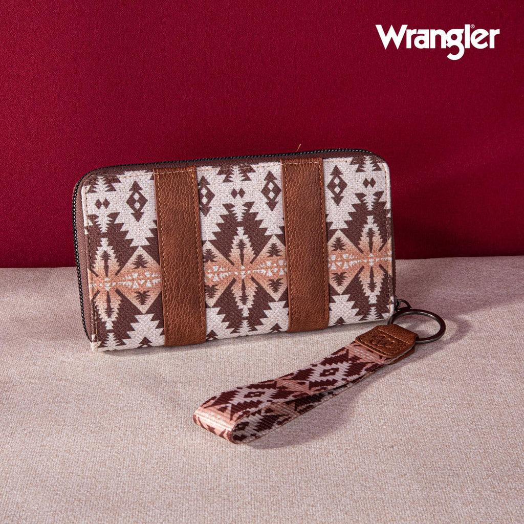 Wrangler Wallet Purse for Women Western Aztec Clutch Wristlet Wallet with Credit Card Holder