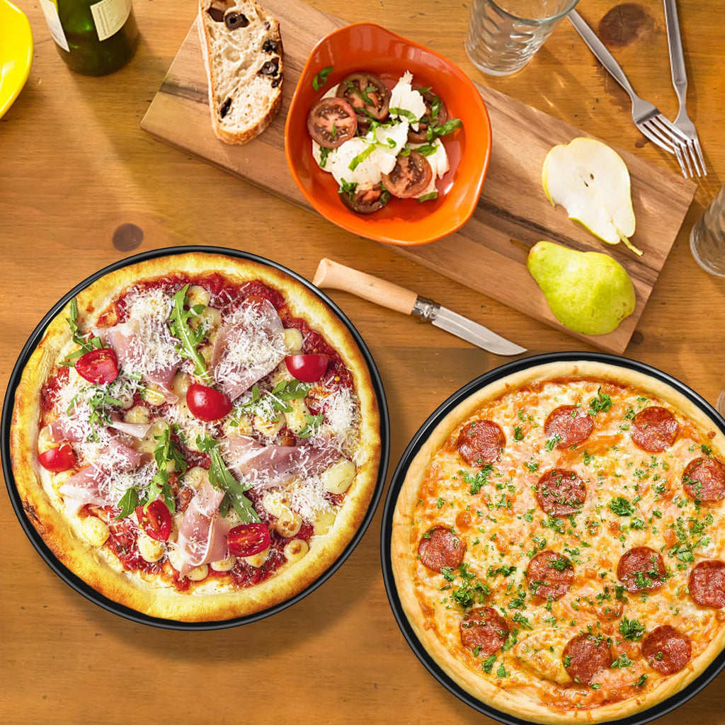 P&P CHEF Pizza Pan Set of 2, Stainless Steel Pizza Tray, Round Pizza Plate For Pie Cookie Pizza Cake, Non Toxic & Heavy Duty, Dishwasher Safe & Easy Clean, 10 Inch & Silver