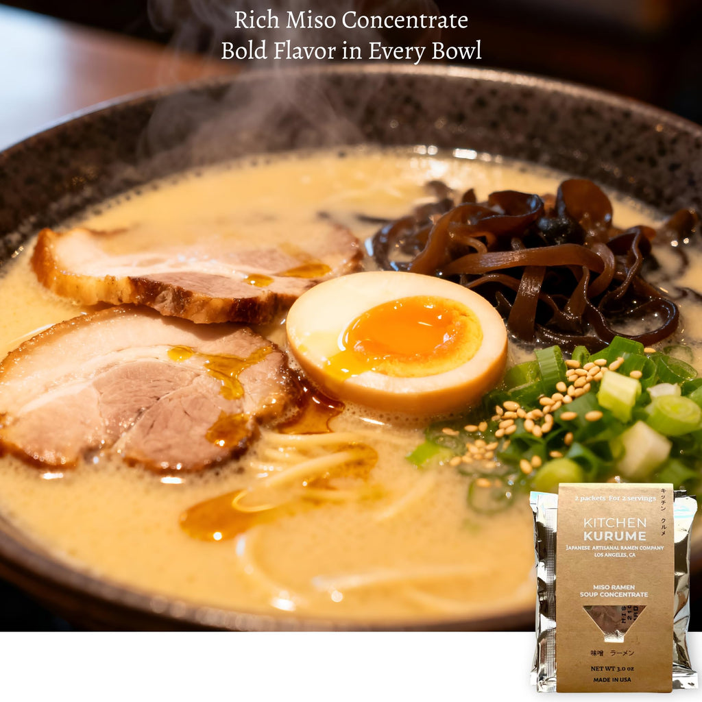 Kitchen Kurume® Japanese Ramen Broth Variety Pack, Tonkotsu (Pack of 6) & Miso Soup Base (Pack of 4), 17.4 Fl Oz, Made in USA, No MSG, No Preservatives