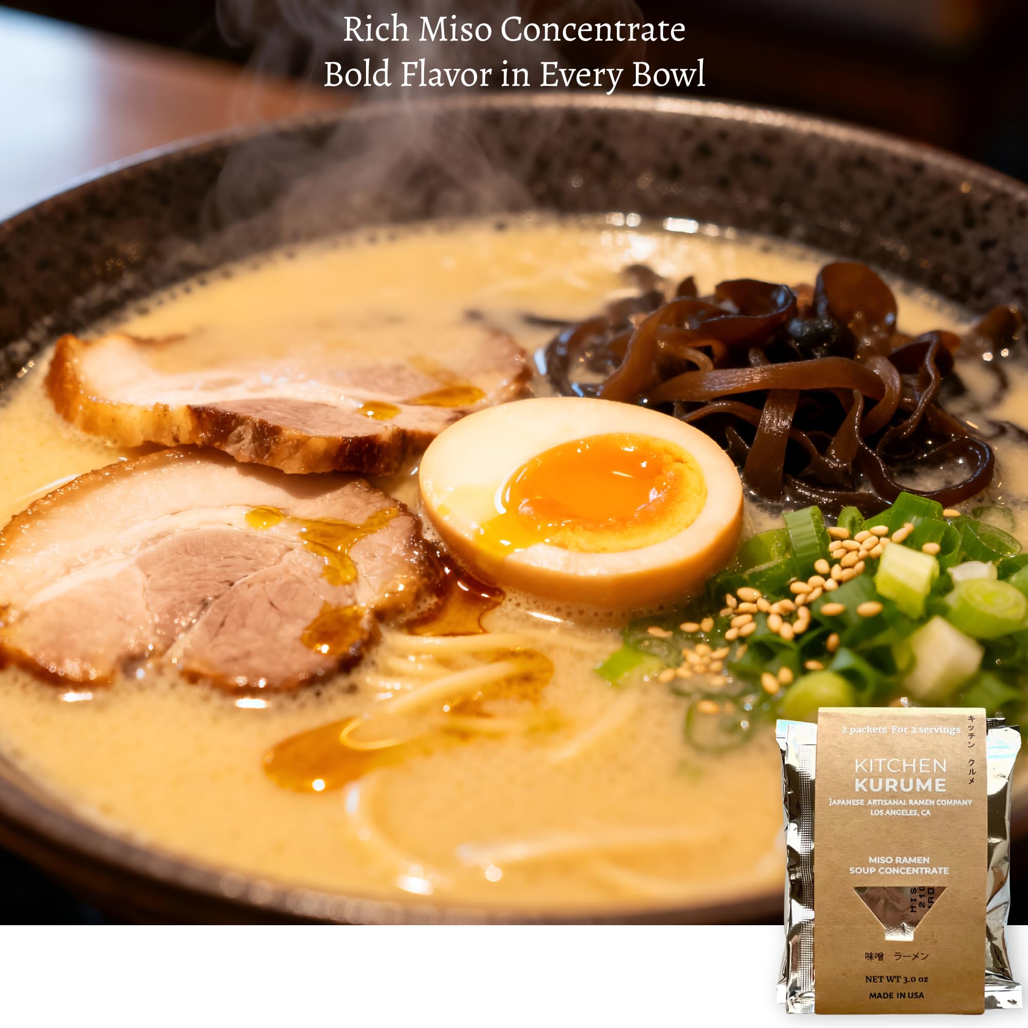 Kitchen Kurume® Japanese Ramen Broth Variety Pack, Tonkotsu (Pack of 6) & Miso Soup Base (Pack of 4), 17.4 Fl Oz, Made in USA, No MSG, No Preservatives