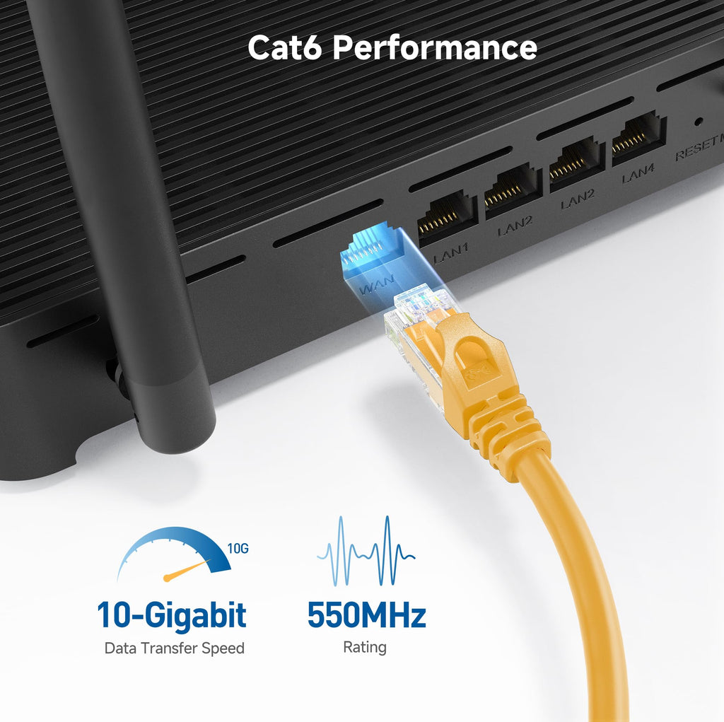 Cable Matters 10Gbps Snagless Short Cat 6 Ethernet Cable - 2ft, Cat 6 Cable, Cat6 Cord, Ethernet Cord, Black