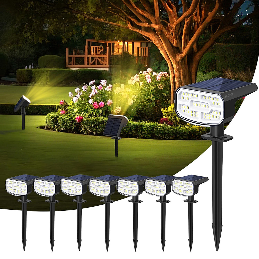 JEJOT Solar Lights Outdoor Waterproof IP65,Auto On/Off, 2700K 2 Lighting Modes, Super Bright LED, Solar Powered Yard Garden Solar Spot Lights for Outside Landscape -6 Pack