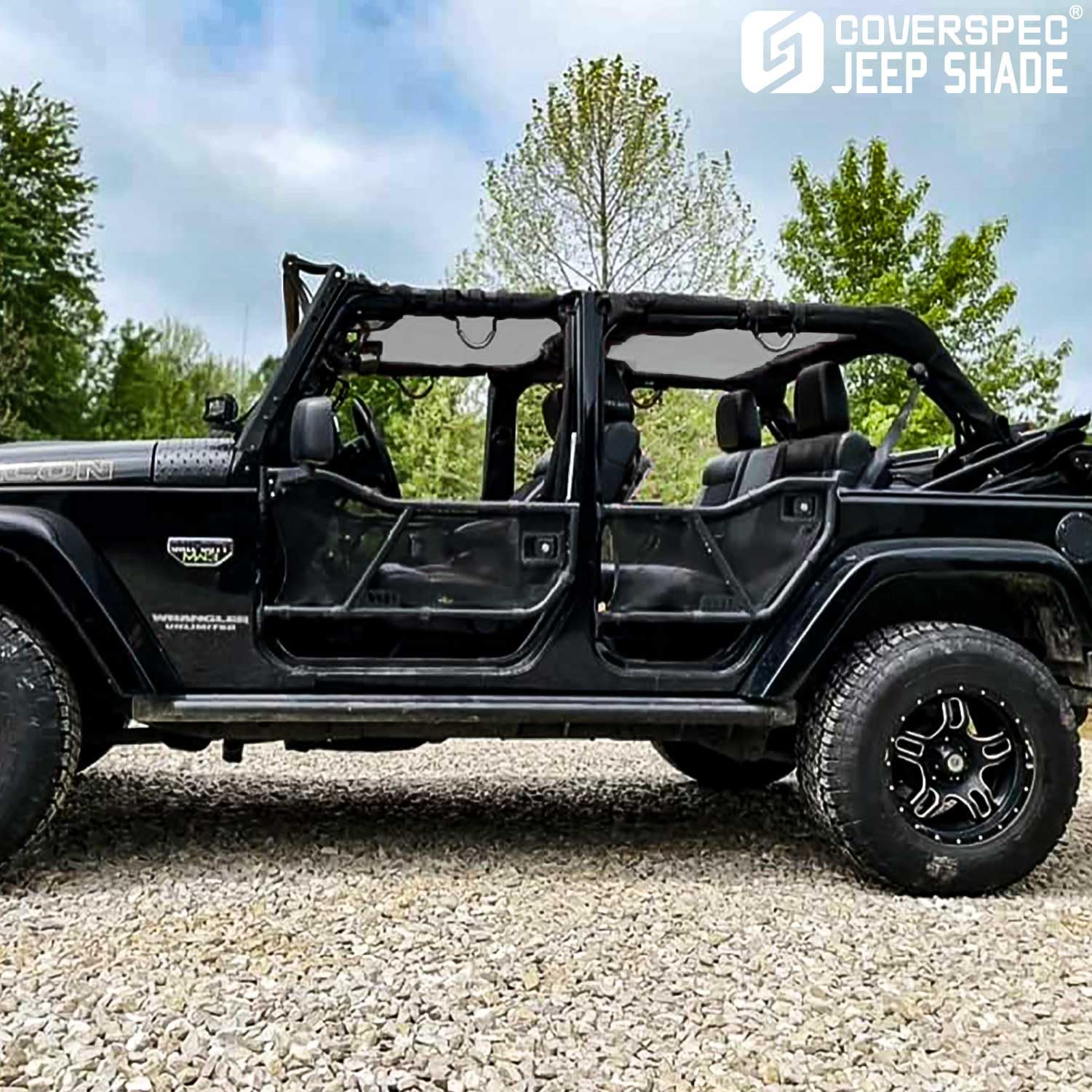 JT Top Sun Shade Roof Compatible with Jeep Gladiator 4 Door 2018 to 2023 Sunshade Sunroof Bikini Cover Blocks UV Wind Noise Black Mesh for Front and Rear 2 pcs