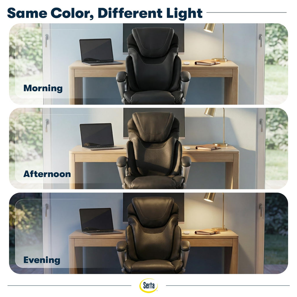 Serta Bryce Executive Office Chair - Ergonomic Computer DeskChair with Lumbar Technology - Adjustable Height - Memory Foam Body Pillows - 360° Swivel Rolling Base - Bonded Leather - Black