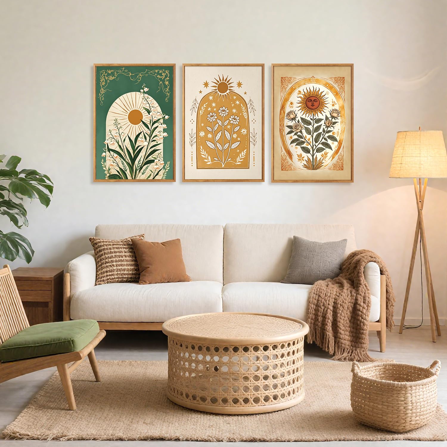 CHDITB Abstract Modern Framed Canvas Wall Art Set, Contemporary Artwork for Home Decor, Neutral Pastel Illustration Wall Painting, Nordic Minimal Zen Art Prints for Living Room Office-16 x24 x3