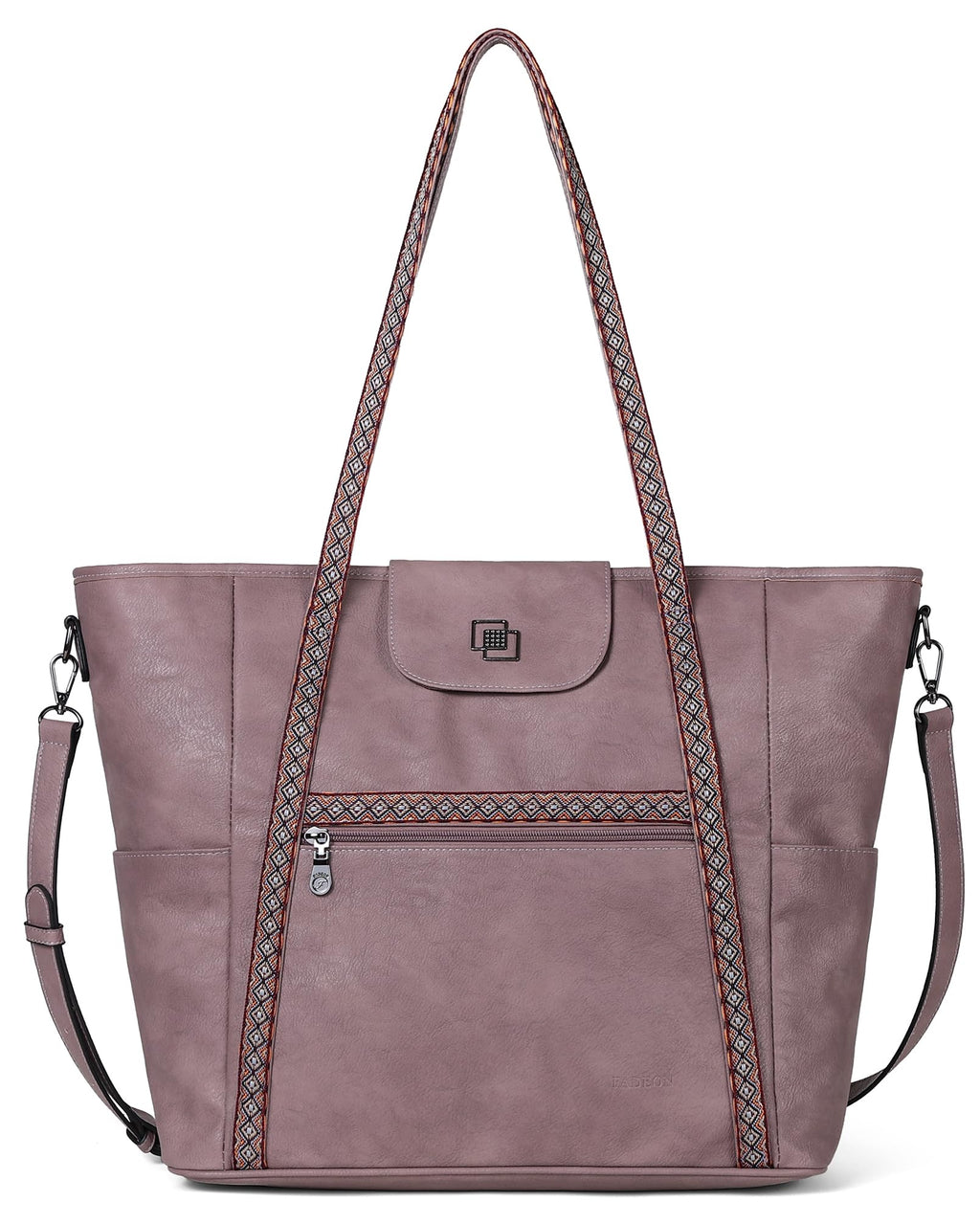 FADEON Large Laptop Tote Bag for Women Designer Leather Laptop Bag Fashion Travel Backpack Purse Shoulder Handbag