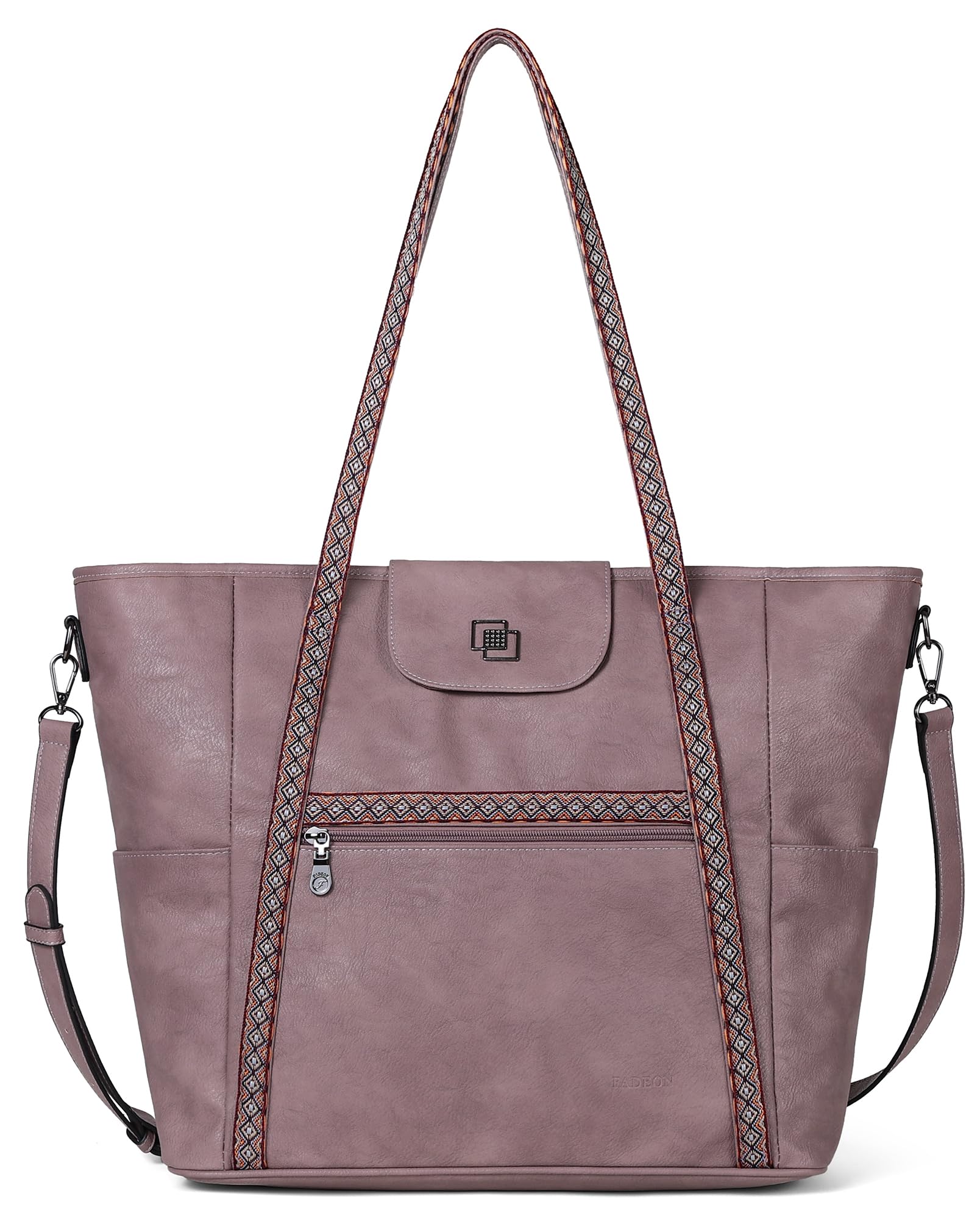 FADEON Large Laptop Tote Bag for Women Designer Leather Laptop Bag Fashion Travel Backpack Purse Shoulder Handbag