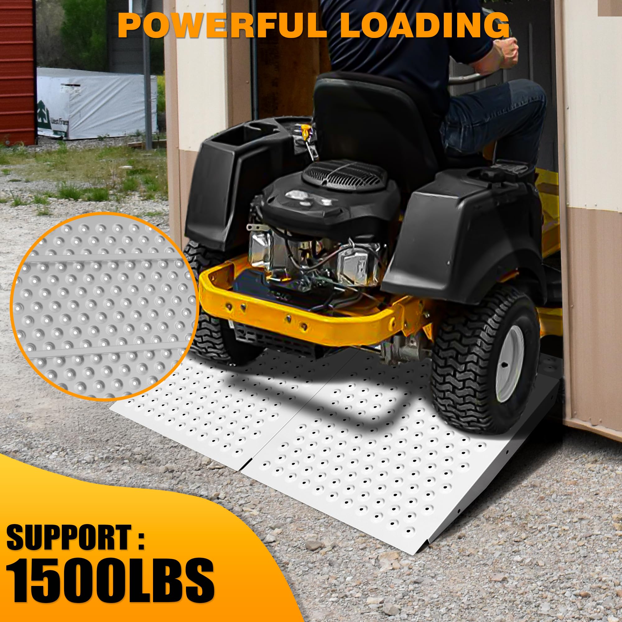 VNN 29" x 24" Shed Ramp for Riding Mower - 750 LB Capacity Shed Ramps, Anti-Slip Punch Plate Ramp for ATV, Motorcycles, Garages & Barns (1PC,Black, Alloy)