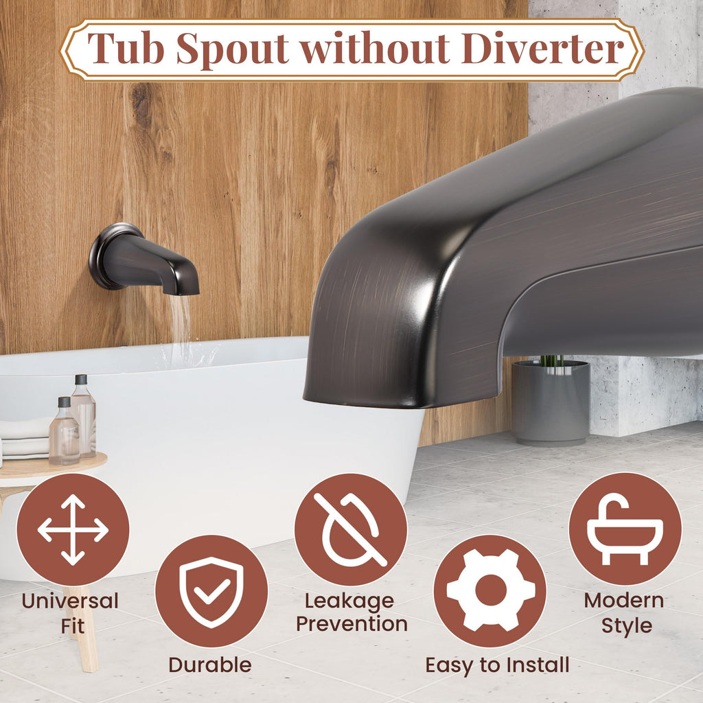 Dreyoo Tub Spout (Universal Fits 1/2" Copper Pipe, 1/2" IPS and 3/4" IPS), Bathroom Bathtub Faucet with Adapters and Hex Wrench(Brushed Nickel,Simple)