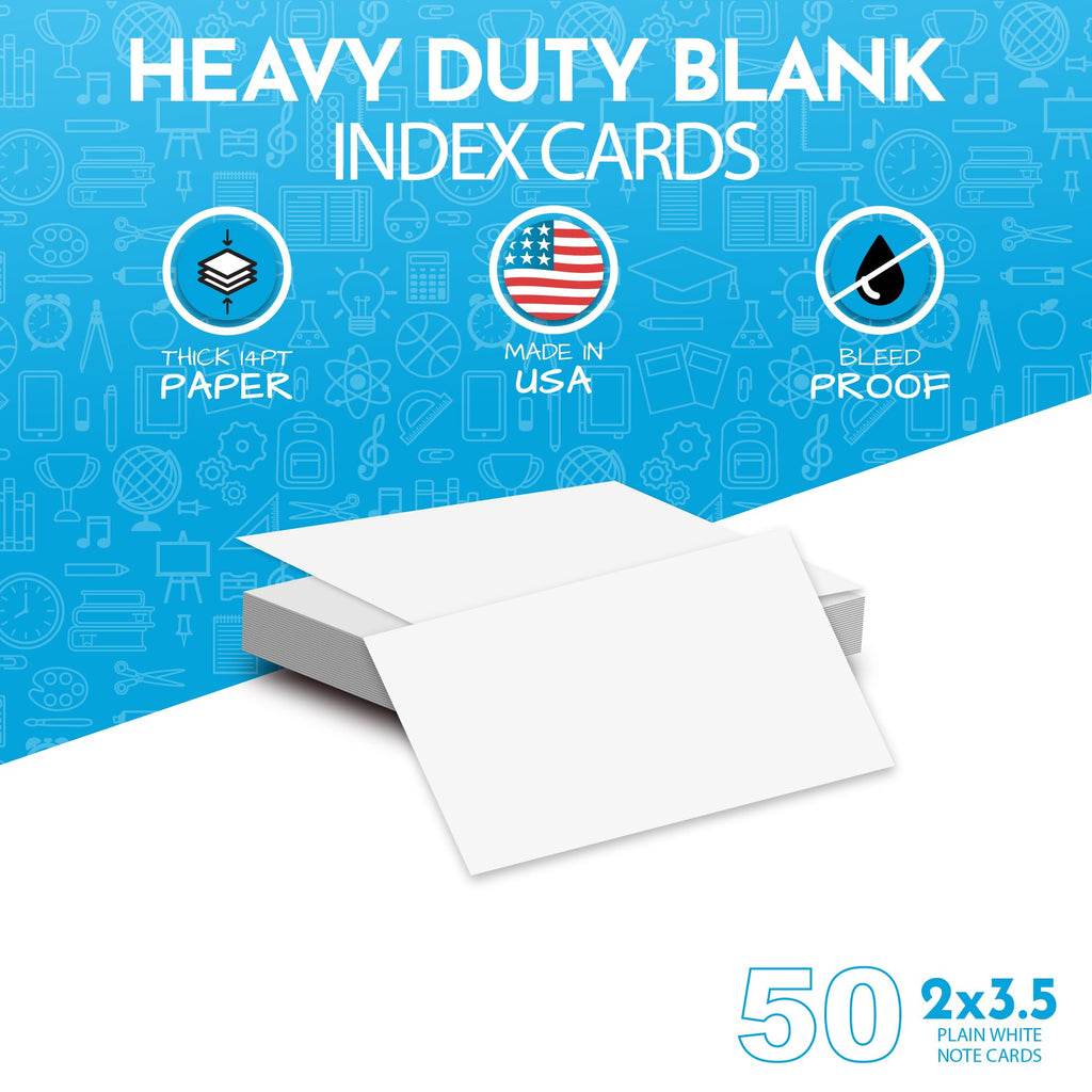 Home Advantage 2x3.5 Blank Index Cards - Our 50 Pack of Blank Note Cards Use Heavy Duty Cardstock to Make Them Bleed Proof - These Plain Index Cards Make Great Blank Business Cards & Blank Flashcards
