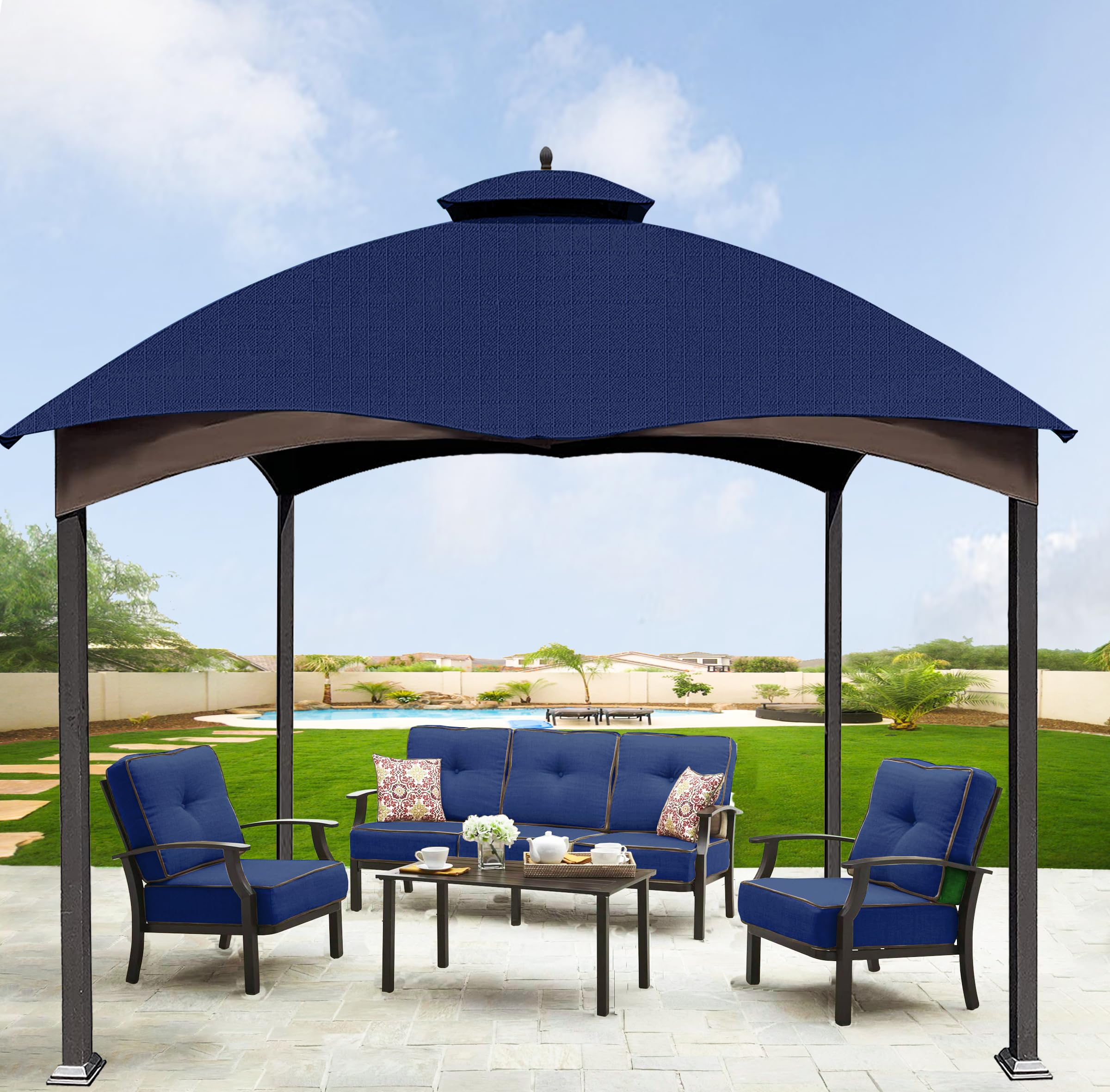 SCOCANOPY Replacement Top Compatible with The Lowe's Gazebo Model #GF-12S004B-1 / GF-12S004BTO (Grey Ripstop)