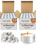 250 Pack Tealight Candles in Metal Cups - Clean, White Unscented Tealight with 3 Hour Long Burning Time - Votive Candles Bulk for Romantic Dinner, Weddings, Spa & Hotels