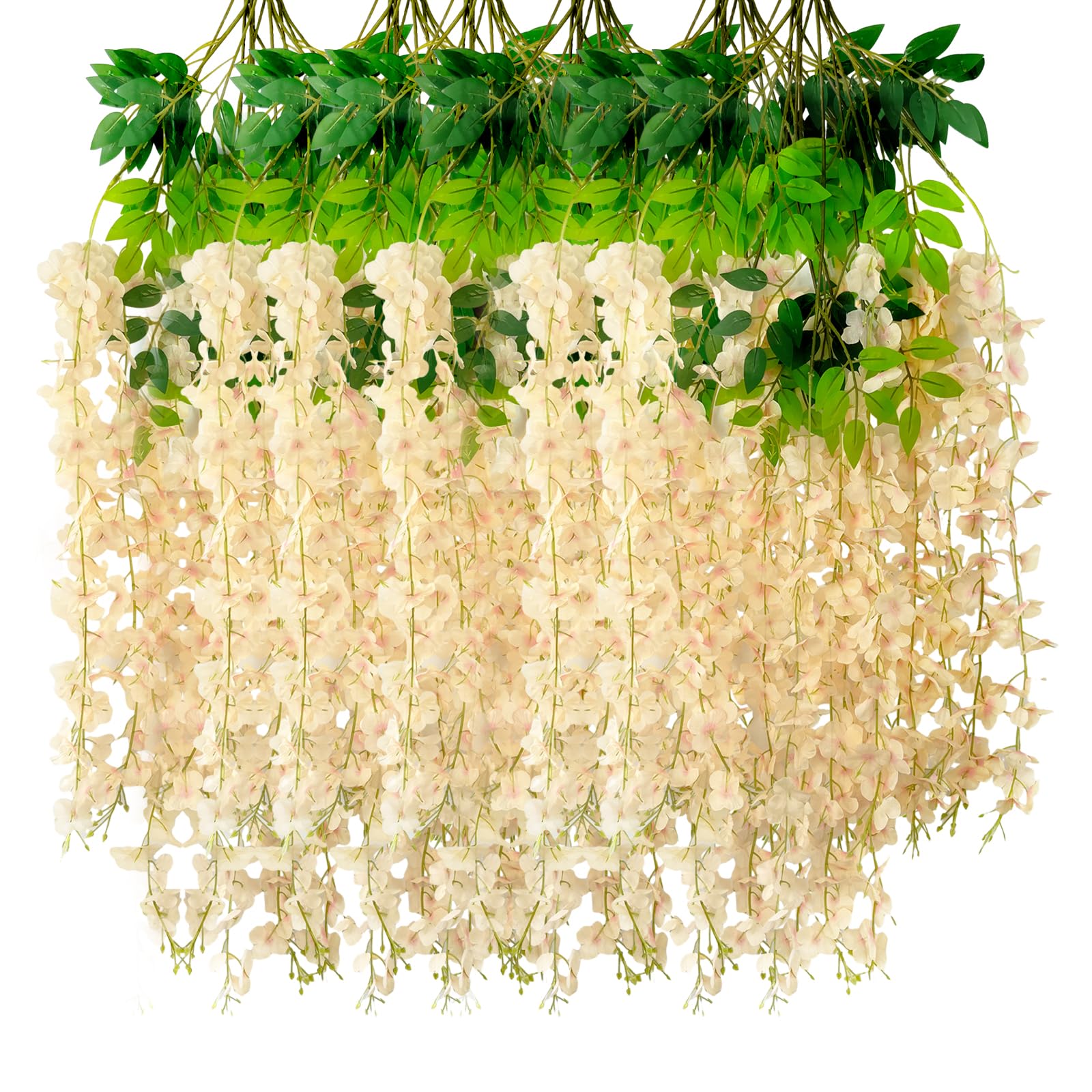 5 Pack Pink Wisteria Hanging Flowers Garland, 3.77 Feet Artificial Flower Vines, Fake Wisteria, Artificial Vines Hanging Garland for Backdrop Outdoor Yard Garden Decor