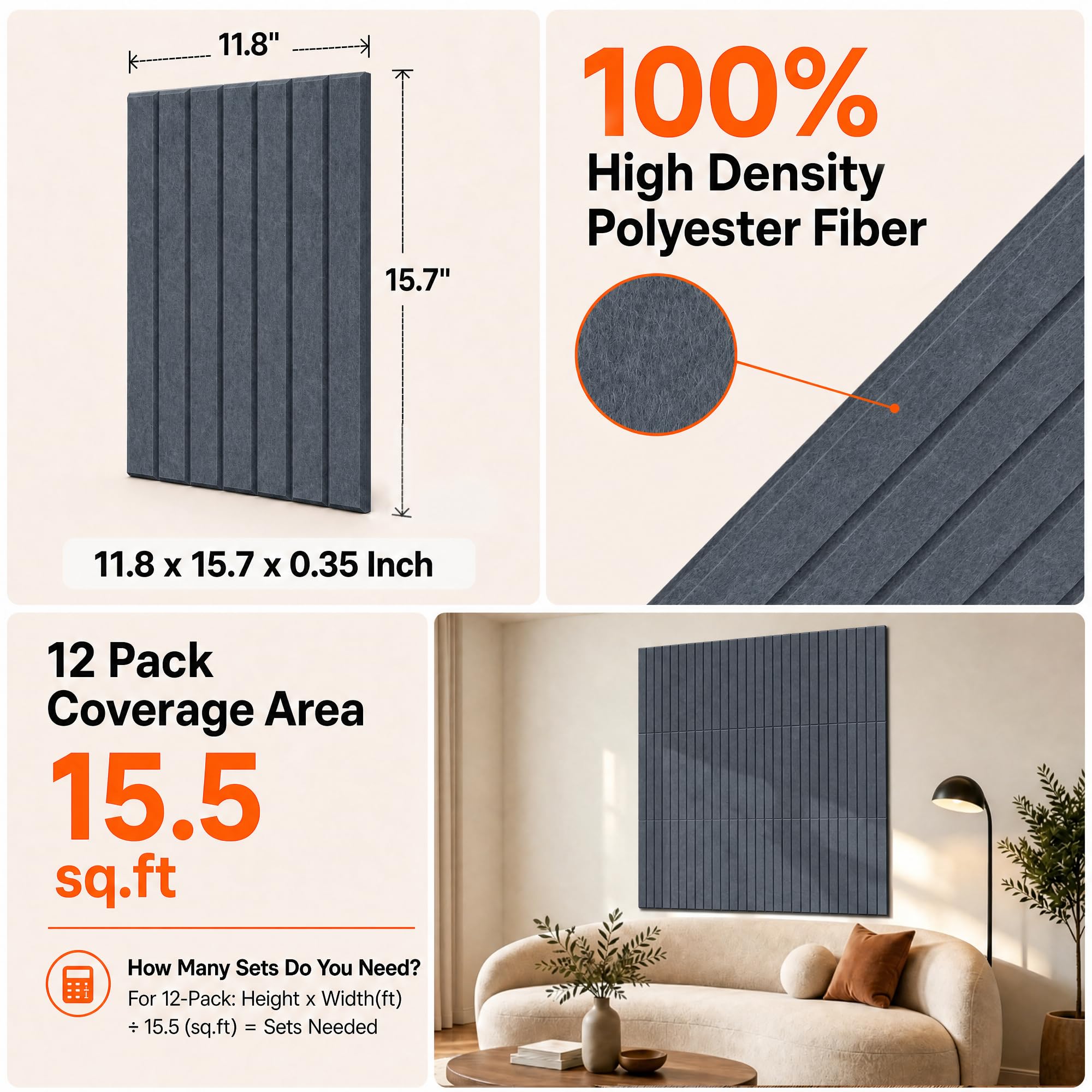 Art Acoustic Panels for Wall,5 Pack Sound Absorbing Panels,47.2” x 23.6” Soundproof Wall Panels,High-Density Acoustic Wall Panels,Decorative Sound Panels with Wood-Look