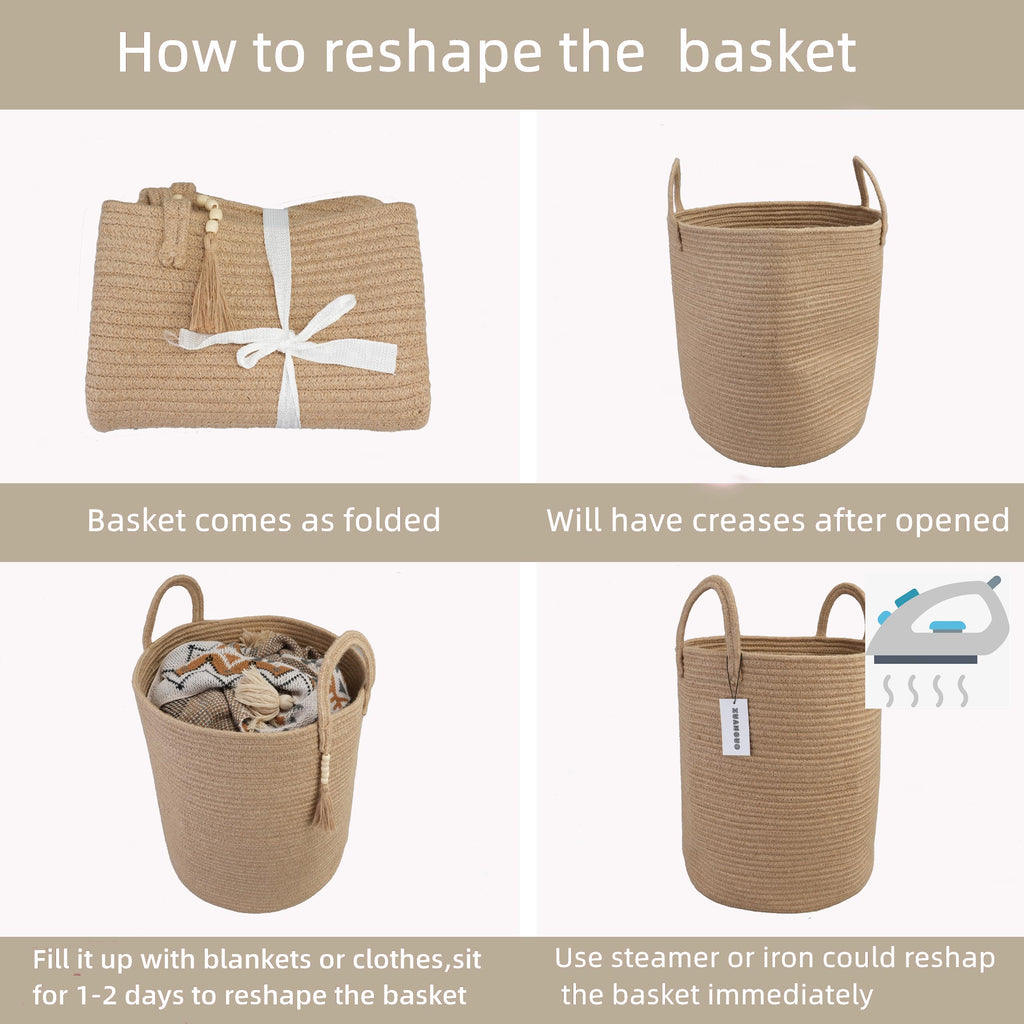 XUANGUO Black Cotton Rope Laundry Basket Hamper for Clothes Woven Storage Basket for Living Room Bedroom Boho Tall Rope Baskets for Blanket Toys Pillow Towels Baby Nursery Hamper Bin Large