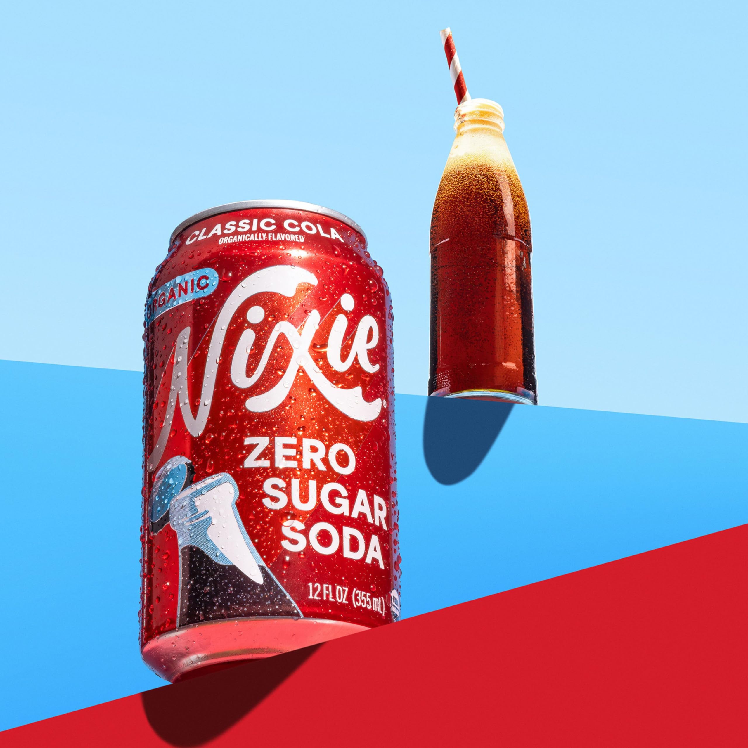 Nixie Organic Zero Sugar Soda, NEW Cherry Cola, Healthy Soda Pop, Non-GMO, 0 Sugar, 0 Calories, 40mg Caffeine, 12oz Cans (12 Pack)
