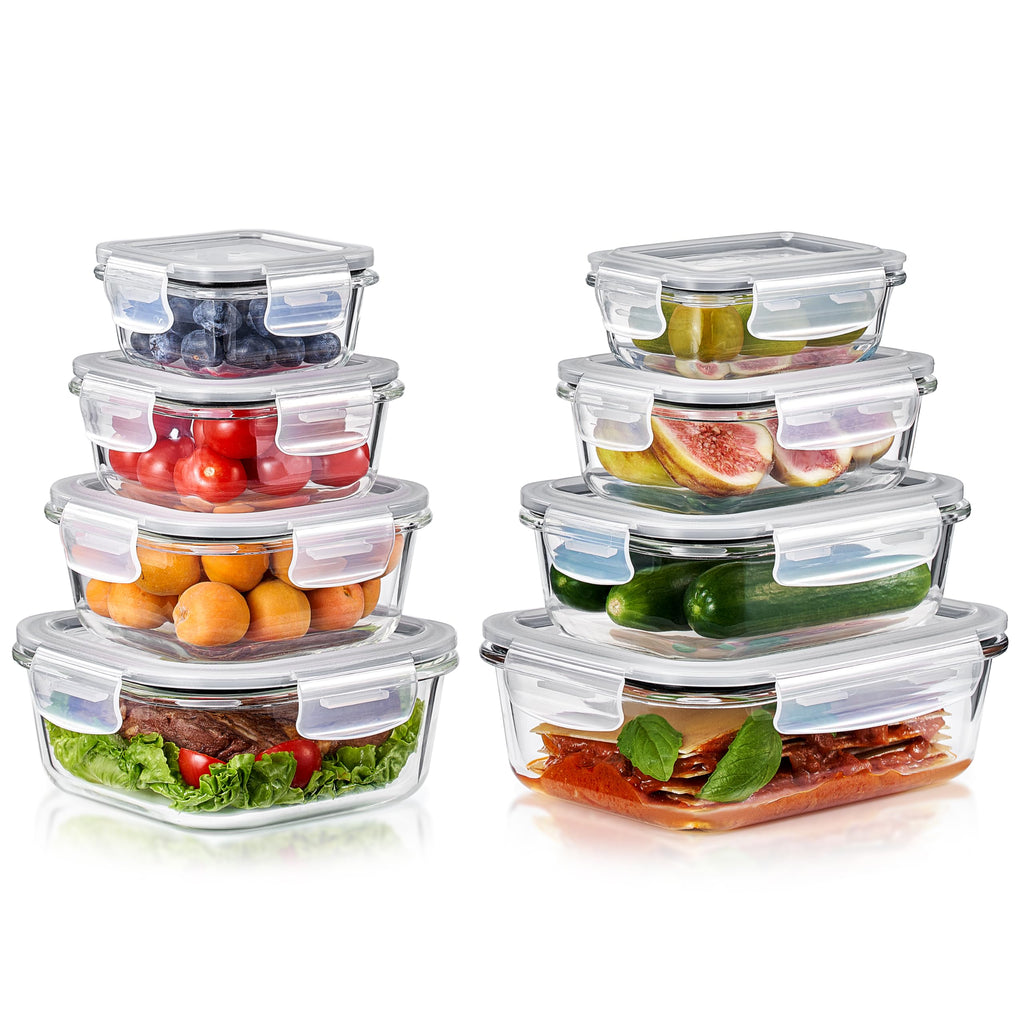 Sorbus 20pc Glass Meal Prep Containers Set – 10 Glass Food Storage Containers (21.3oz, 2.6 Cups) with Airtight Lids – Freezer, Dishwasher, and Oven Safe – Reusable Containers for Meal Prep and Storage