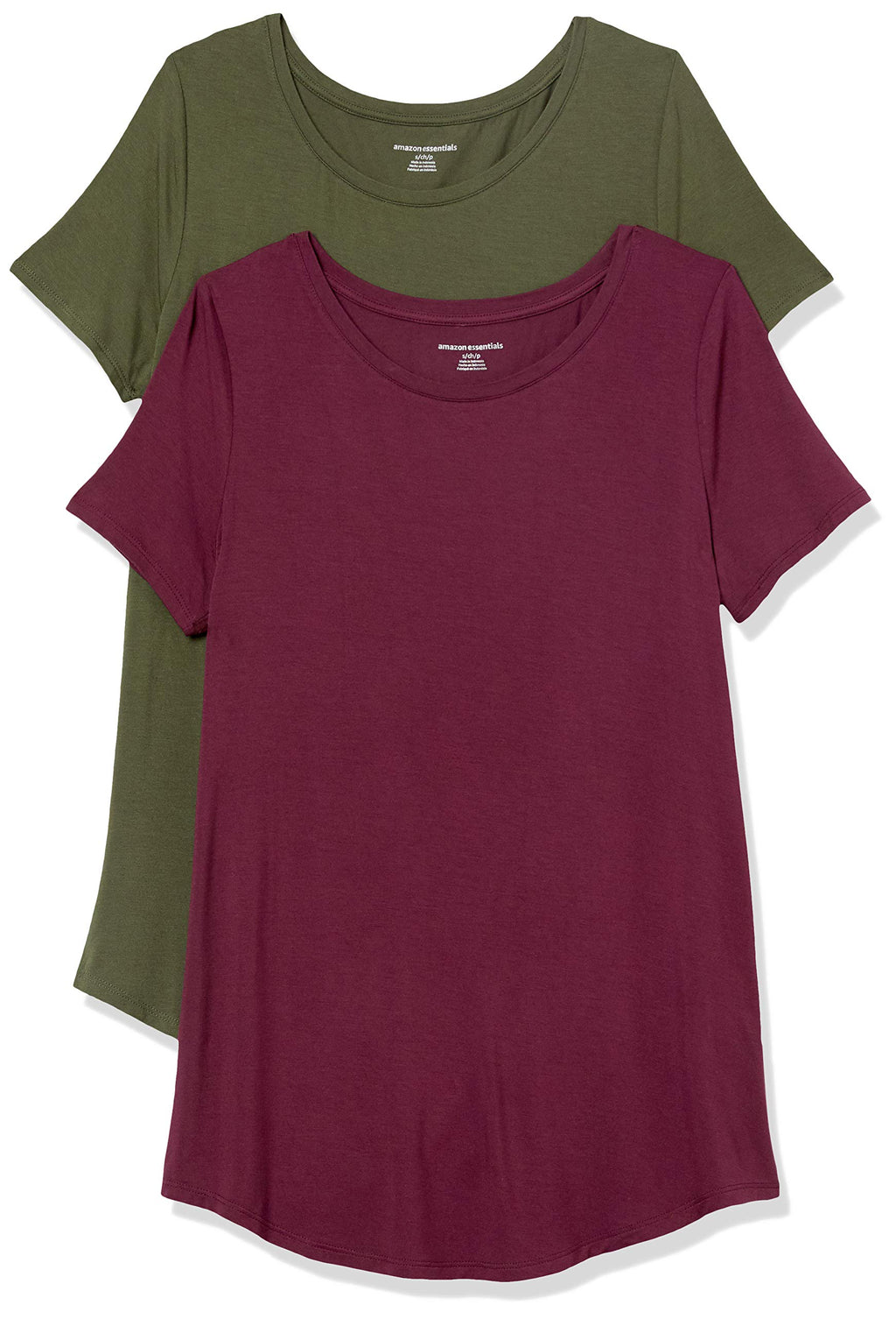 Amazon Essentials Women's Short-Sleeve Scoopneck Tunic Tops, Pack of 2