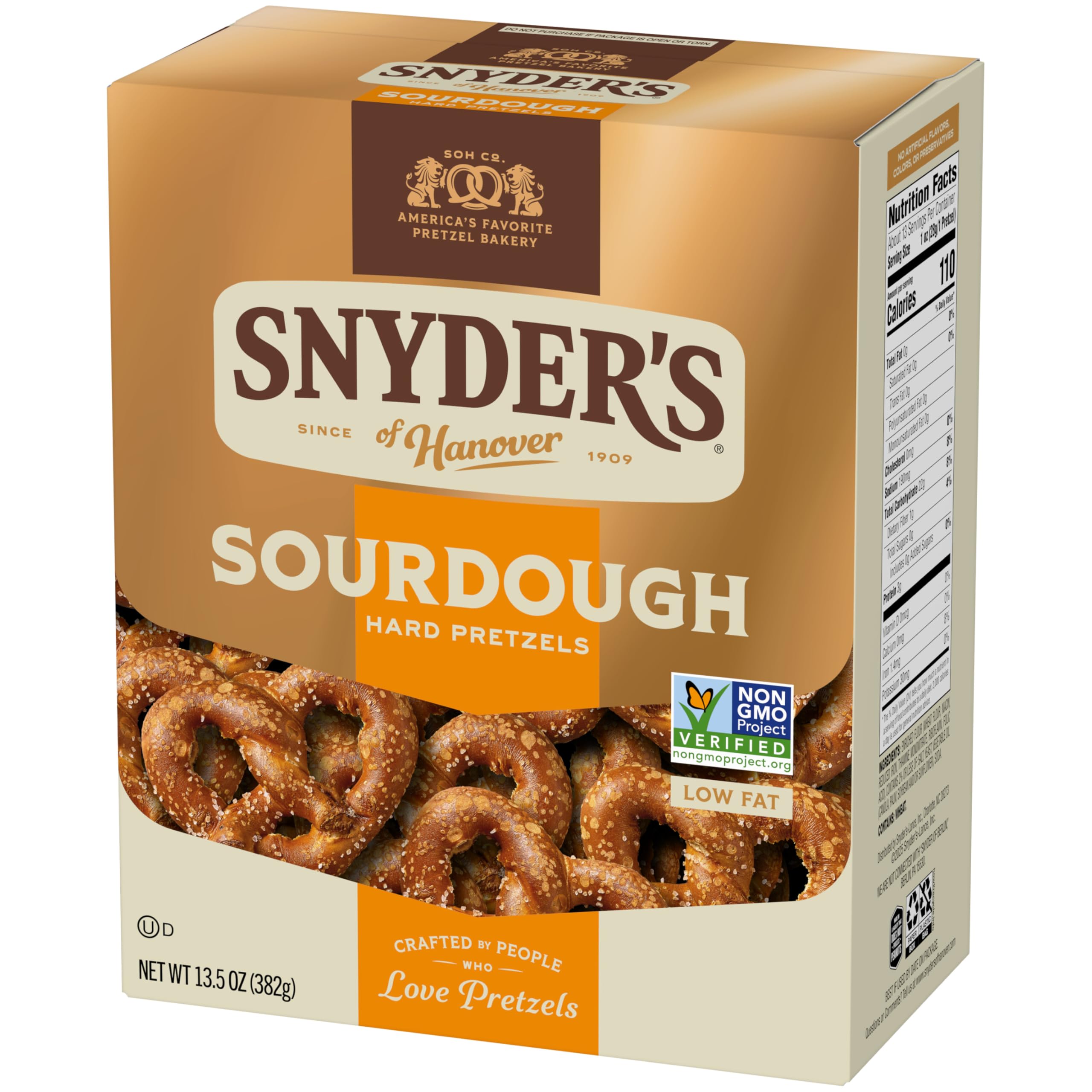 Snyder's of Hanover Pretzels, Sourdough Hard Pretzels, 13.5 Ounce Box