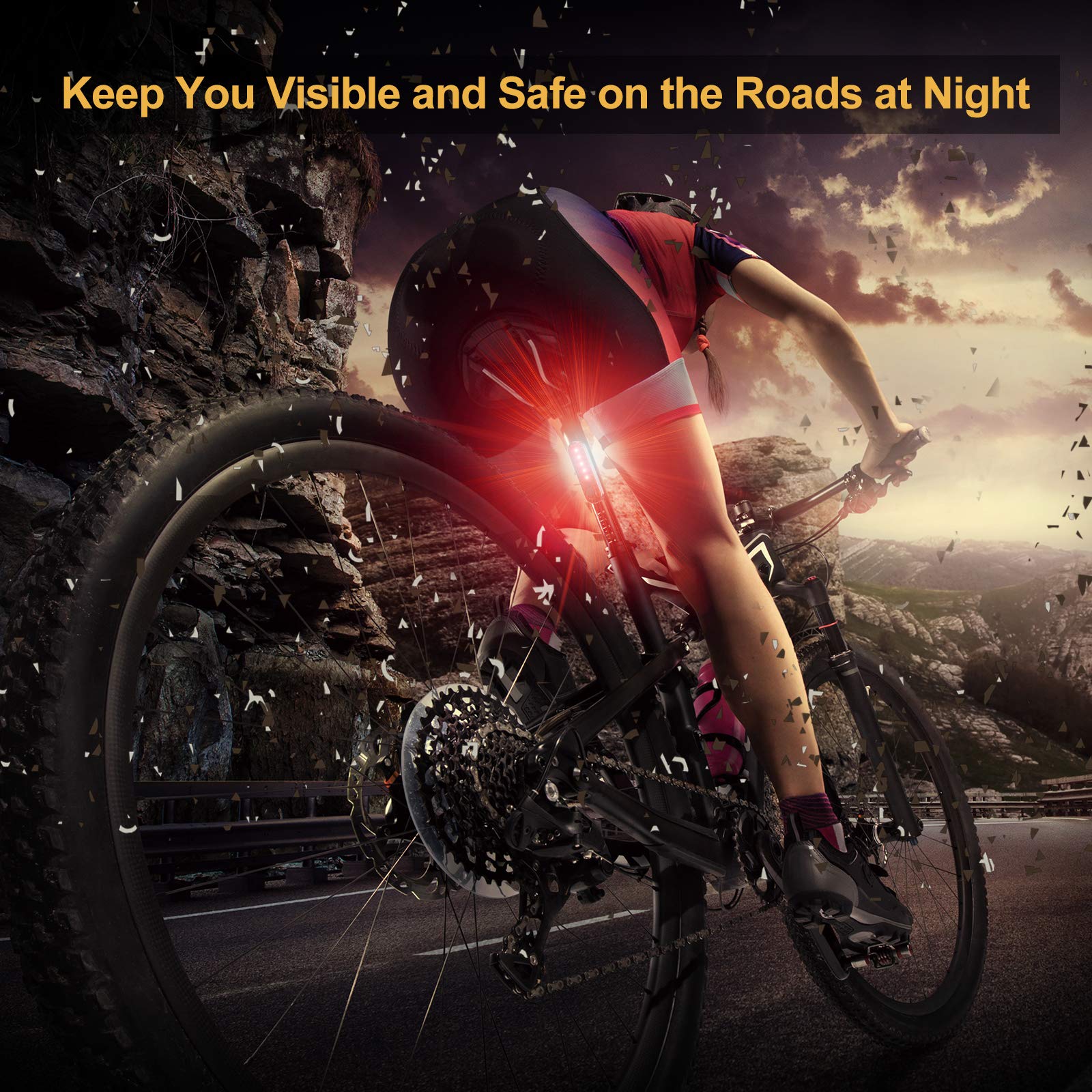 Ascher USB Rechargeable LED Bike Tail Lights 2 Pack, Bright Bicycle Cycling Rear Light, 4 Light Mode Options Safety Bike Light for Adults Kids Men Women Road Mountain(2 USB Cables Included)
