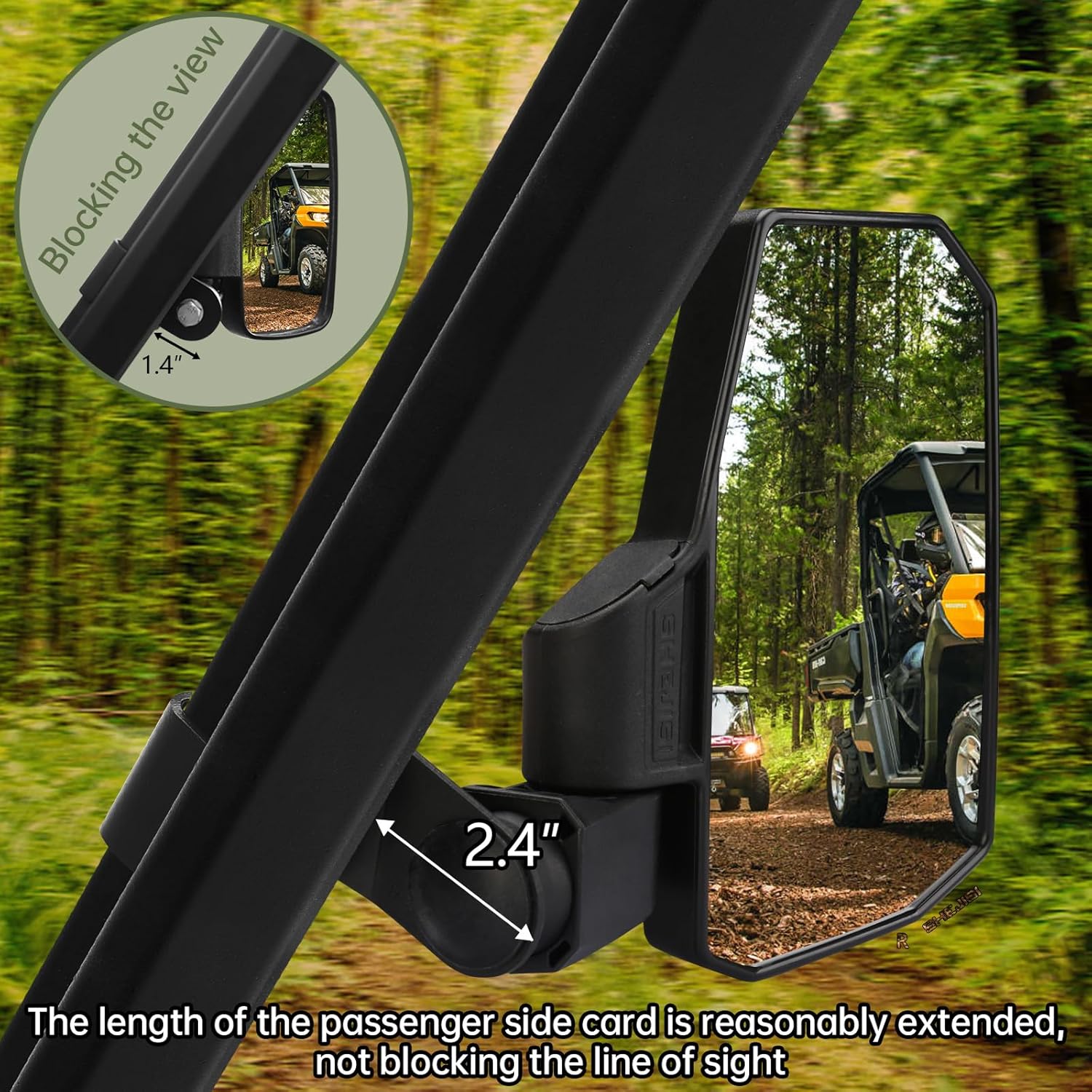 Ranger Side Mirrors,The Spring Back Feature Allows Easy Reset After Fold,2024 New SHEJISI UTV Mirrors Compatible with Polaris Ranger 570 900 1000,Polaris General,Can Am Defender HD 10 8,2021+Commander