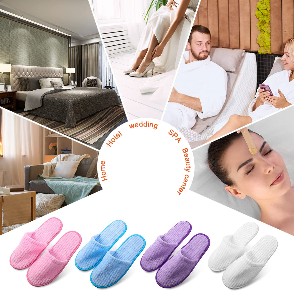 Geyoga 24 Pairs Disposable Slippers for Guests Bulk 2 Size Cotton Soft Spa Hotel House Slippers for Women Men Wedding Party Shoeless Home Indoor Travel