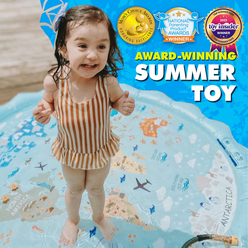 SplashEZ 3-in-1 Splash Pad, Sprinkler for Kids & Baby Pool for Learning – Toddler Sprinkler Pool, 60’’ Outside Water Toys – “from A to Z” Outdoor Play Mat for Babies & Toddlers