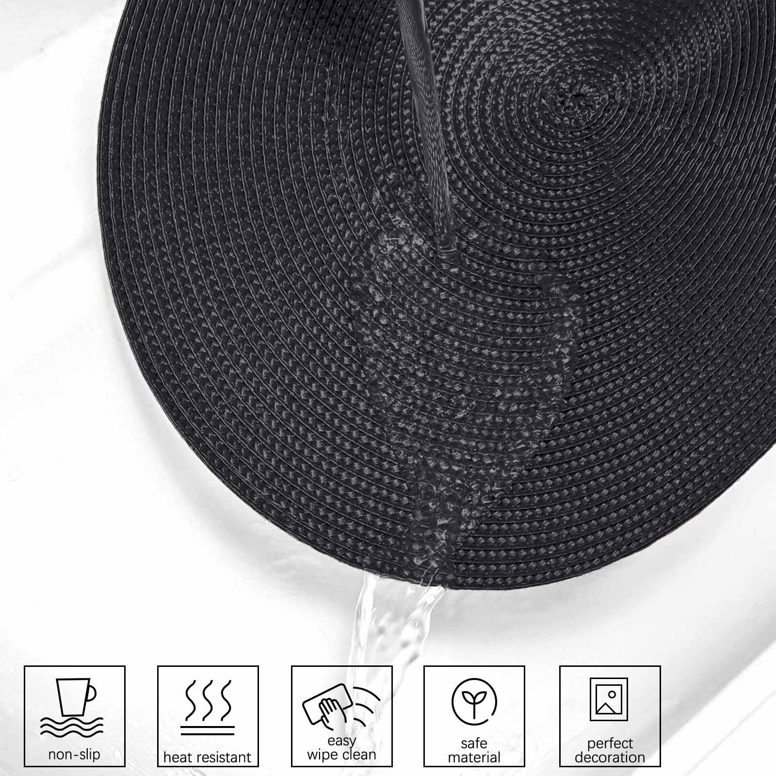AHHFSMEI Round Placemats Set of 6 Heat Resistant Washable Non-Slip Woven Braided Table Mats for Dining Table Kitchen & Home Decor (Beige)