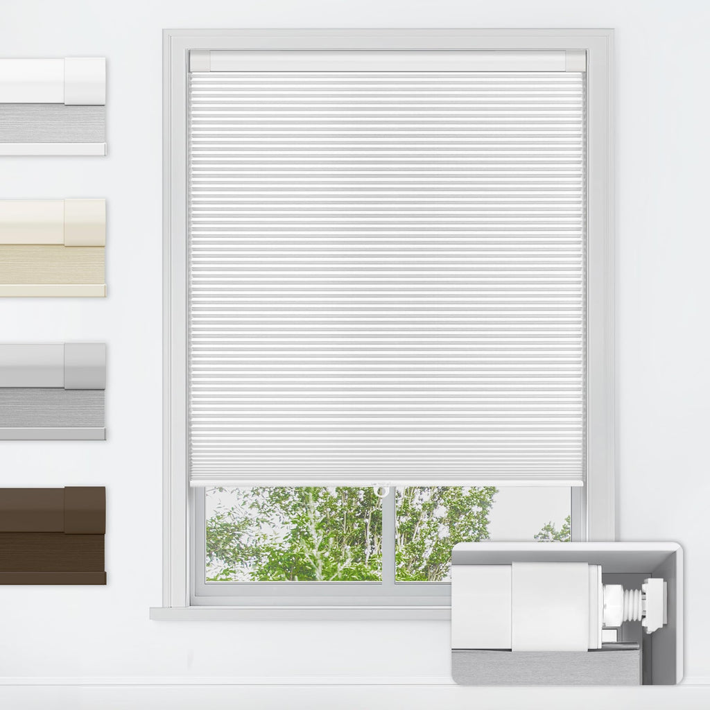 LazBlinds No Tools No Drill Cordless Cellular Shades, Blackout Light Blocking Honeycomb Shades for Home, Thermal Insulation Blinds for Windows, 20" W x 48" H, Beige