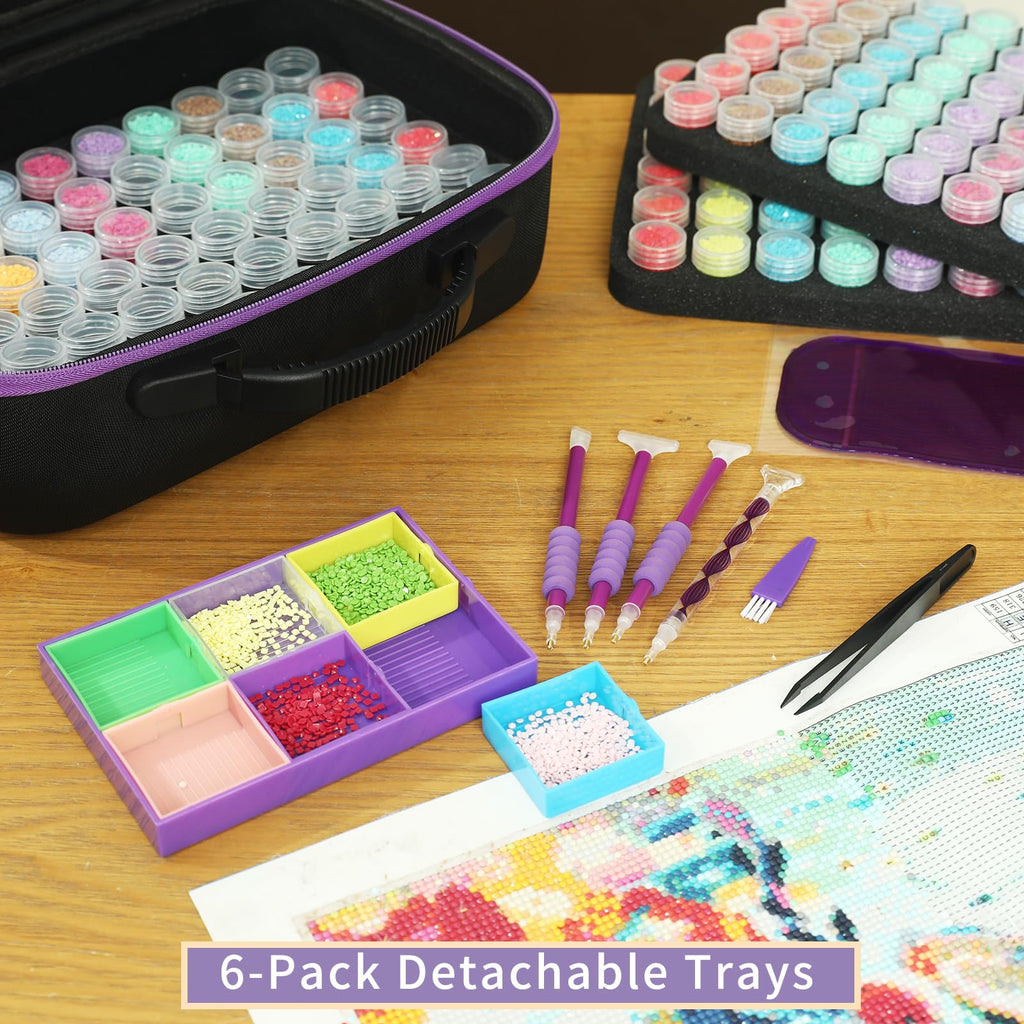 Douorgan Diamond Painting Storage Containers Portable Bead Organizer Shockproof Bead Art Storage Case Jewelry Beads Storage Box (30 Small Boxes)