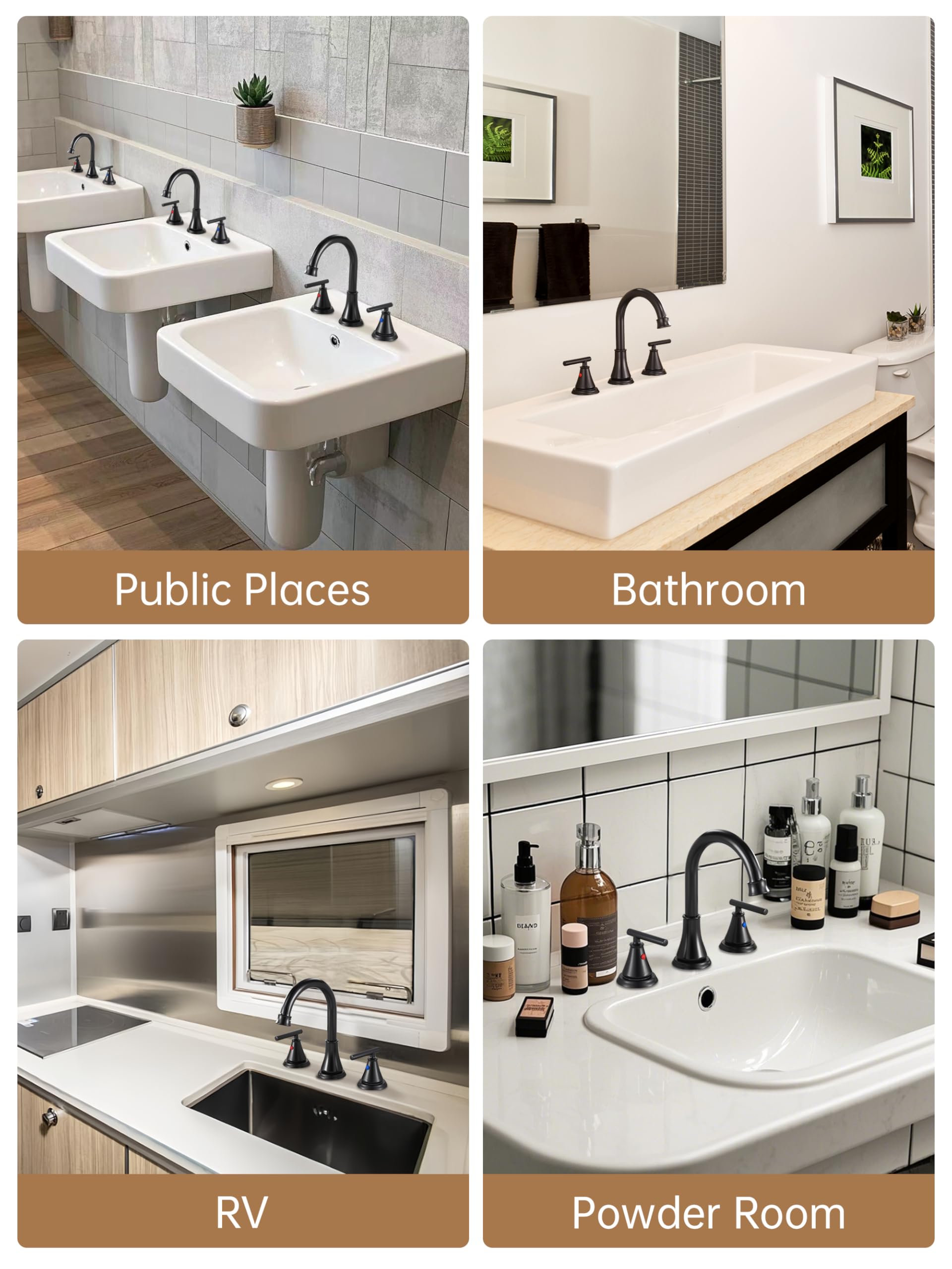 Fransiton Widespread Bathroom Sink Faucet 3 Hole, Brushed Gold Bathroom Faucet with Metal Pop-Up Drain, 2 Handle for 6-16" RV Vanity Sink