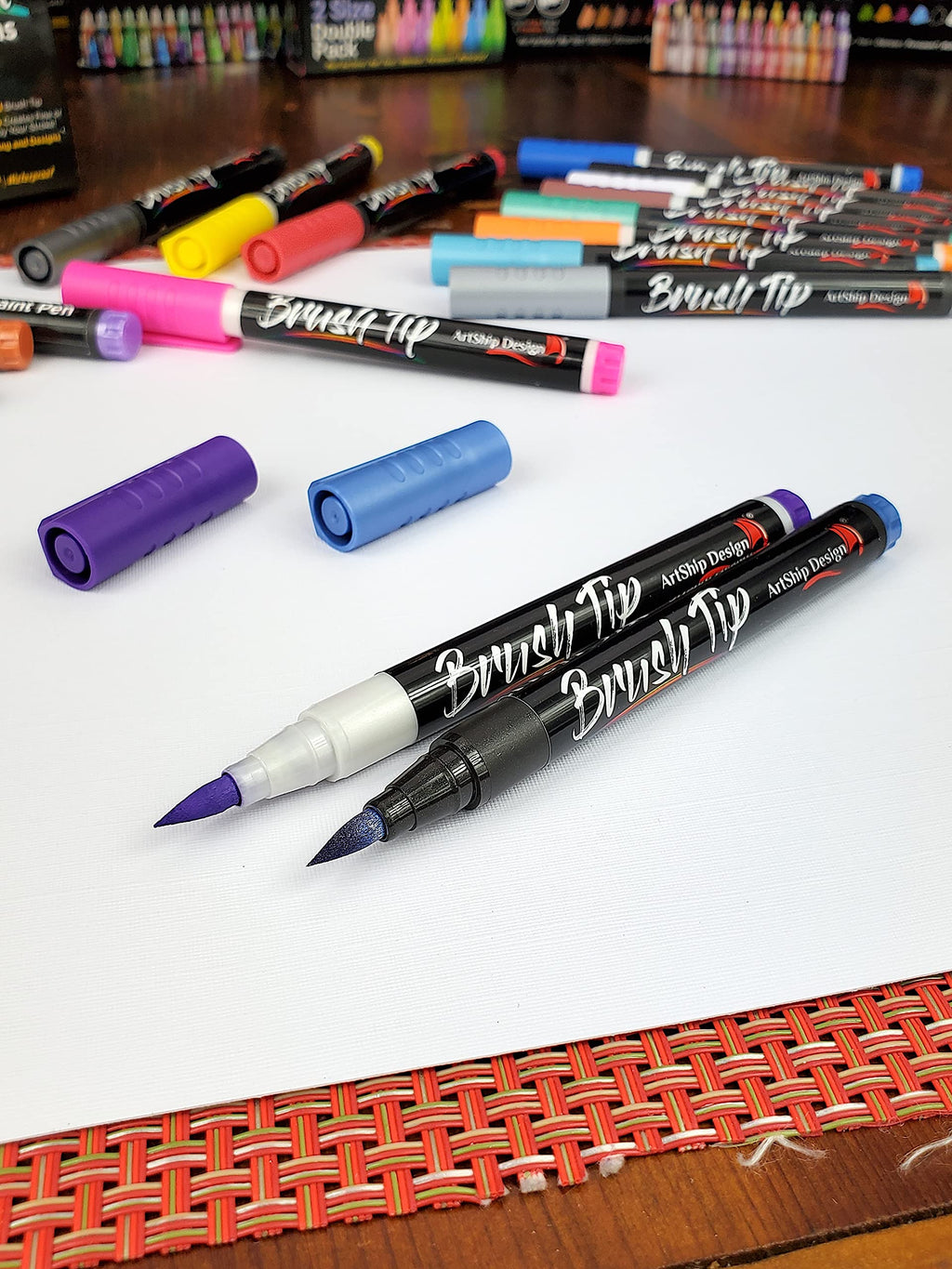ArtShip Design 10 Black Acrylic Paint Pens, Double Pack of Both Extra Fine and Medium Tip Paint Markers, for Rock Painting, Mug, Ceramic, Glass, and Fabric Painting, Water Based Non-Toxic and No Odor