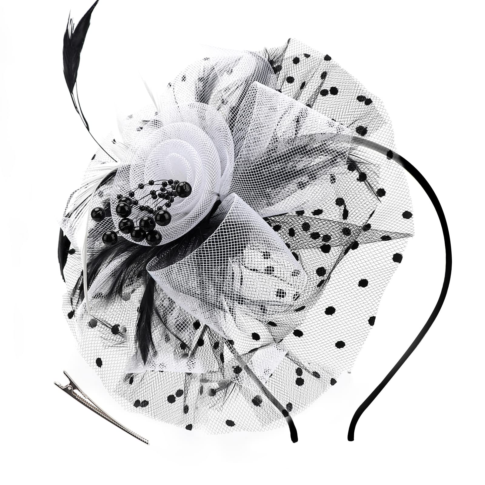 AQOKKA Women Fascinators Hats Flower Fascinators with Headband and Clip Tea Party Headwear for Women and Girls