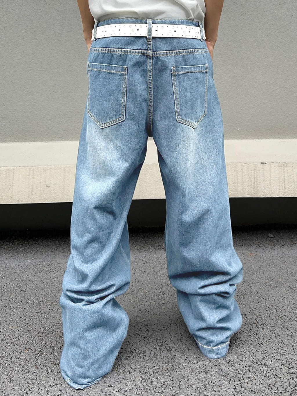 DFGIGT Men's Irregular Sutures Y2k Hip Hop Baggy Jeans Wide Leg Denim Pants Casual Loose Fit Trousers Streetwear