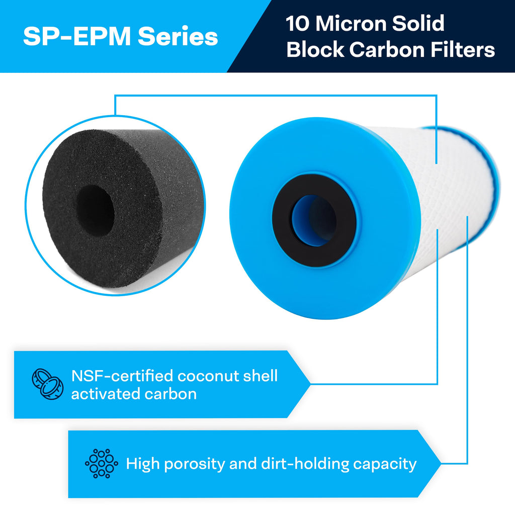 SpiroPure 10x2.5 0.5 Micron Carbon Water Filter CBR2-10 SMCB-2510 (12 Pack)