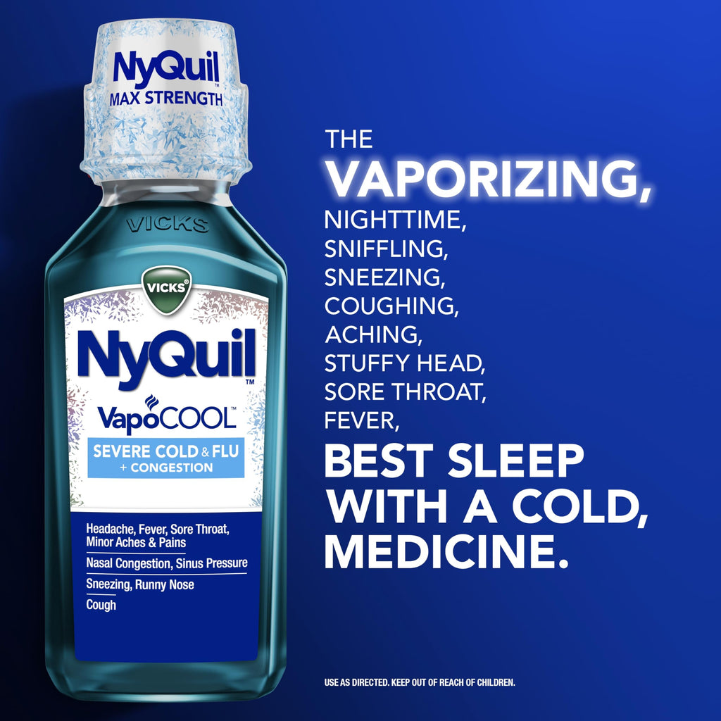 Vicks DayQuil & NyQuil SEVERE Cold & Flu Medicine, Relief for Headache, Fever, Sore Throat, Minor Aches & Pains, Nasal Congestion, Sinus Pressure, Stuffy Nose, and Cough, Co-Pack, 2 x 12 OZ