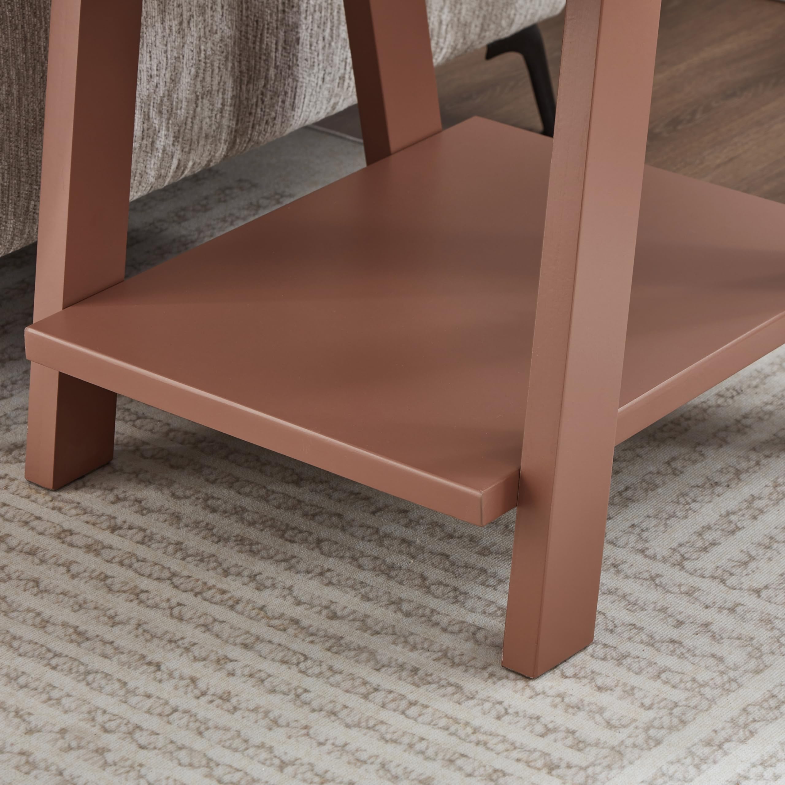 Roundhill Furniture Athens Contemporary Replicated Wood Shelf End Table in Black Finish