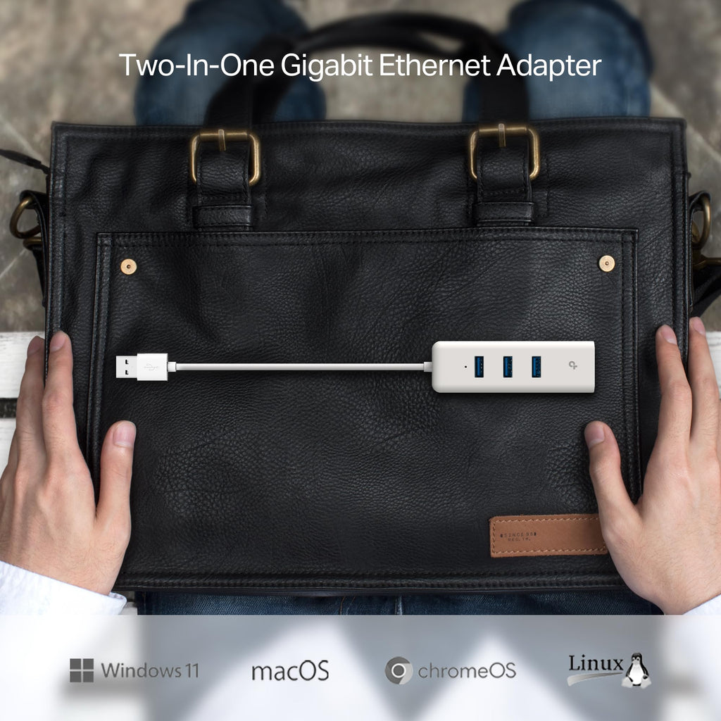 TP-Link Ethernet Splitter 1 to 2, 1000 Mbps High Speed Dual-Port Internet Splitter, Compatible w/ Cat8/7/6/5e/5, USB-C & Ethernet Cables Included, Aluminum Case, Plug and Play for Routers & More EH210