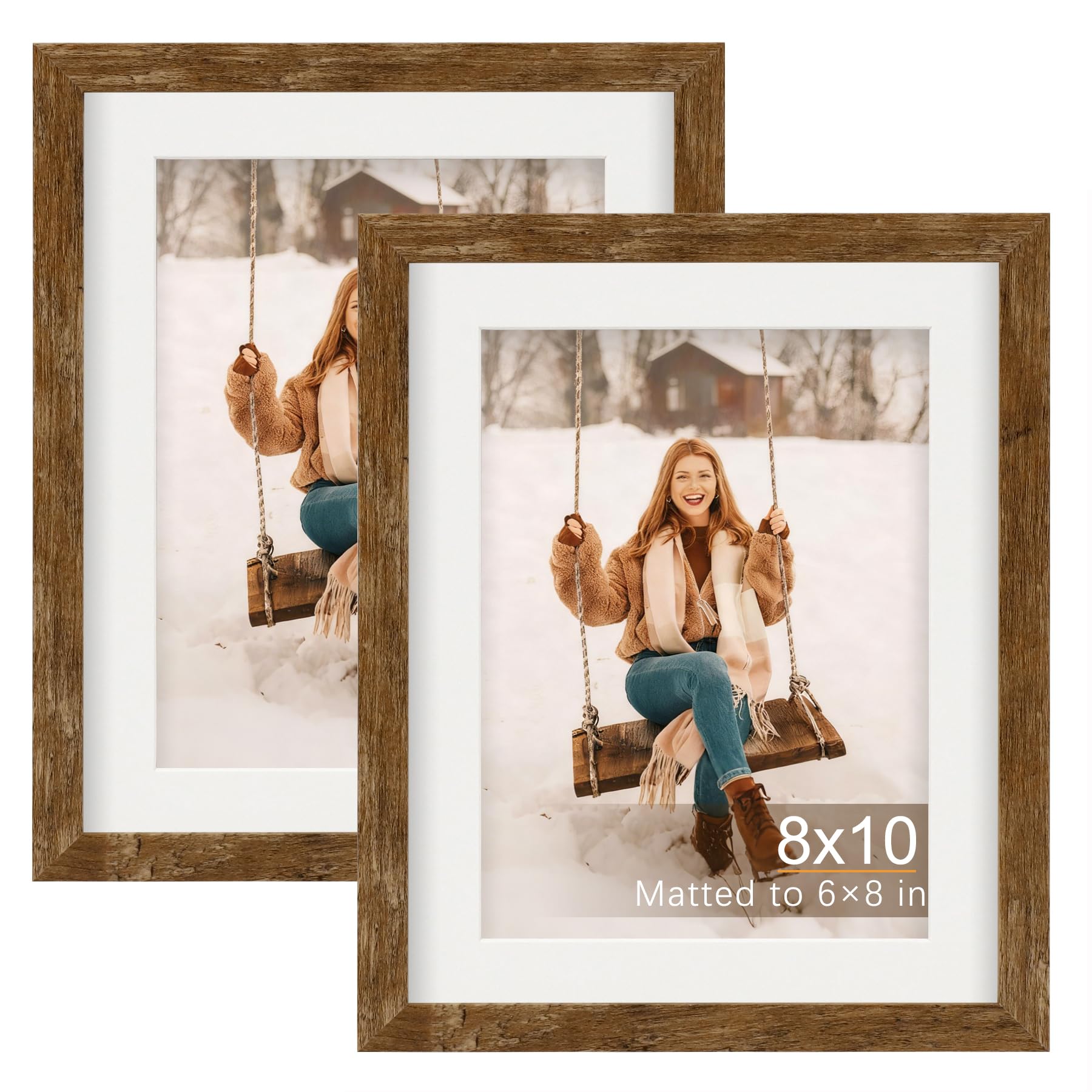 TOFOREVO Picture Frames 4x4 Set of 2 Black Wood Grain Photo Frame for Gallery Wall Mounting or Tabletop Display