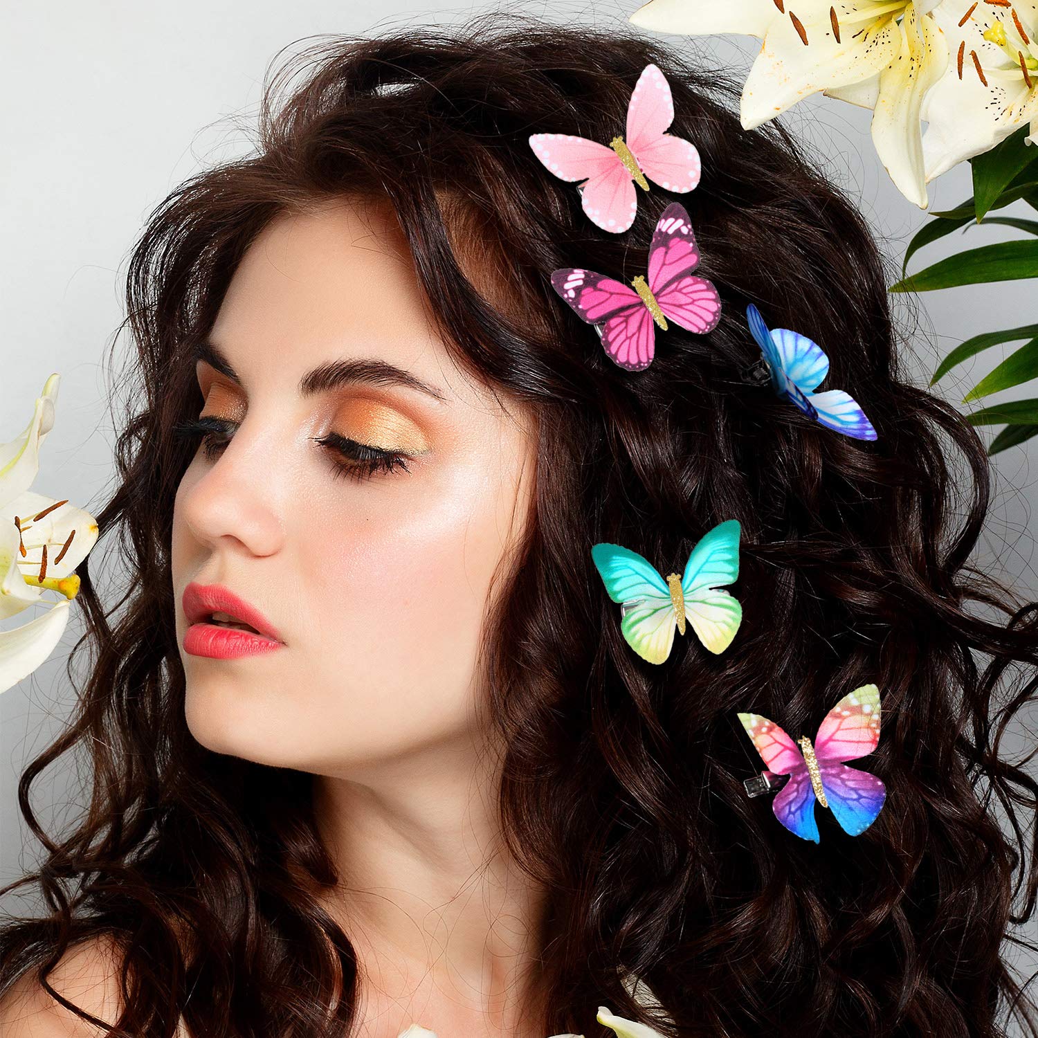 Boao 18 Pieces Glitter Butterfly Hair Clips for Girls Teens Women Hair Accessories (Bright Style)